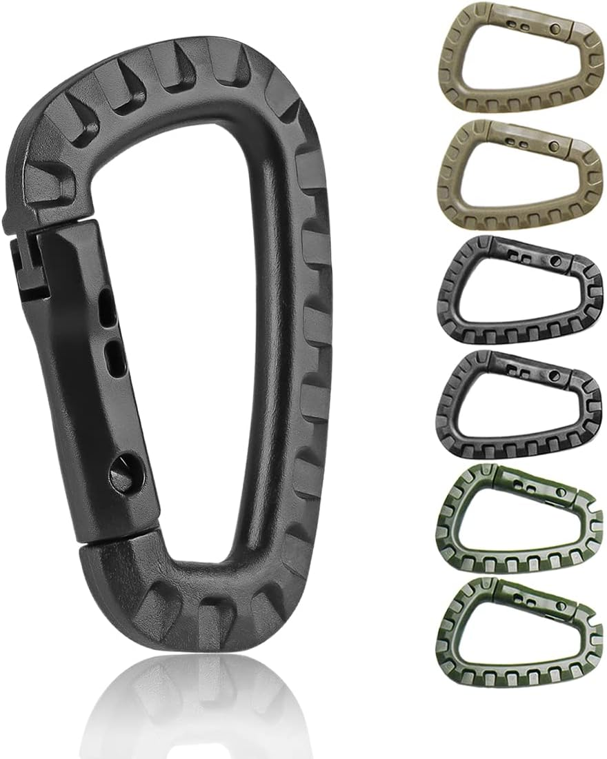Tactical Gear Clips Plastic Carabiner Keychain Clip D-Rings Spring Snap Hook for Backpack, Molle System, Bag, Key Chain image number 5
