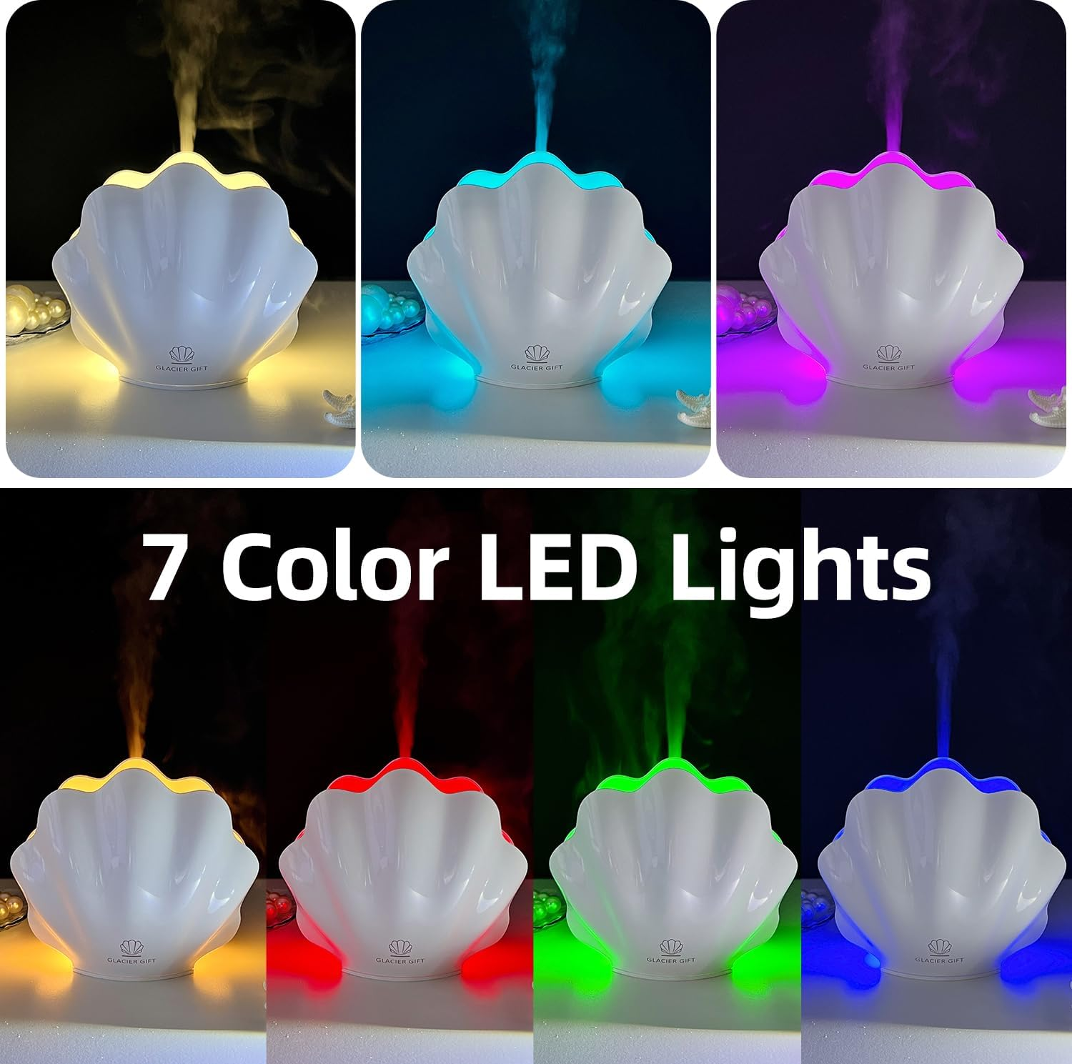 Essential Oil Diffuser 260ML, Aroma Diffuser with Remote Control Humidifier with 7 Colors LED Night Light for Bedroom Home Relaxation (White) - Black image number 6