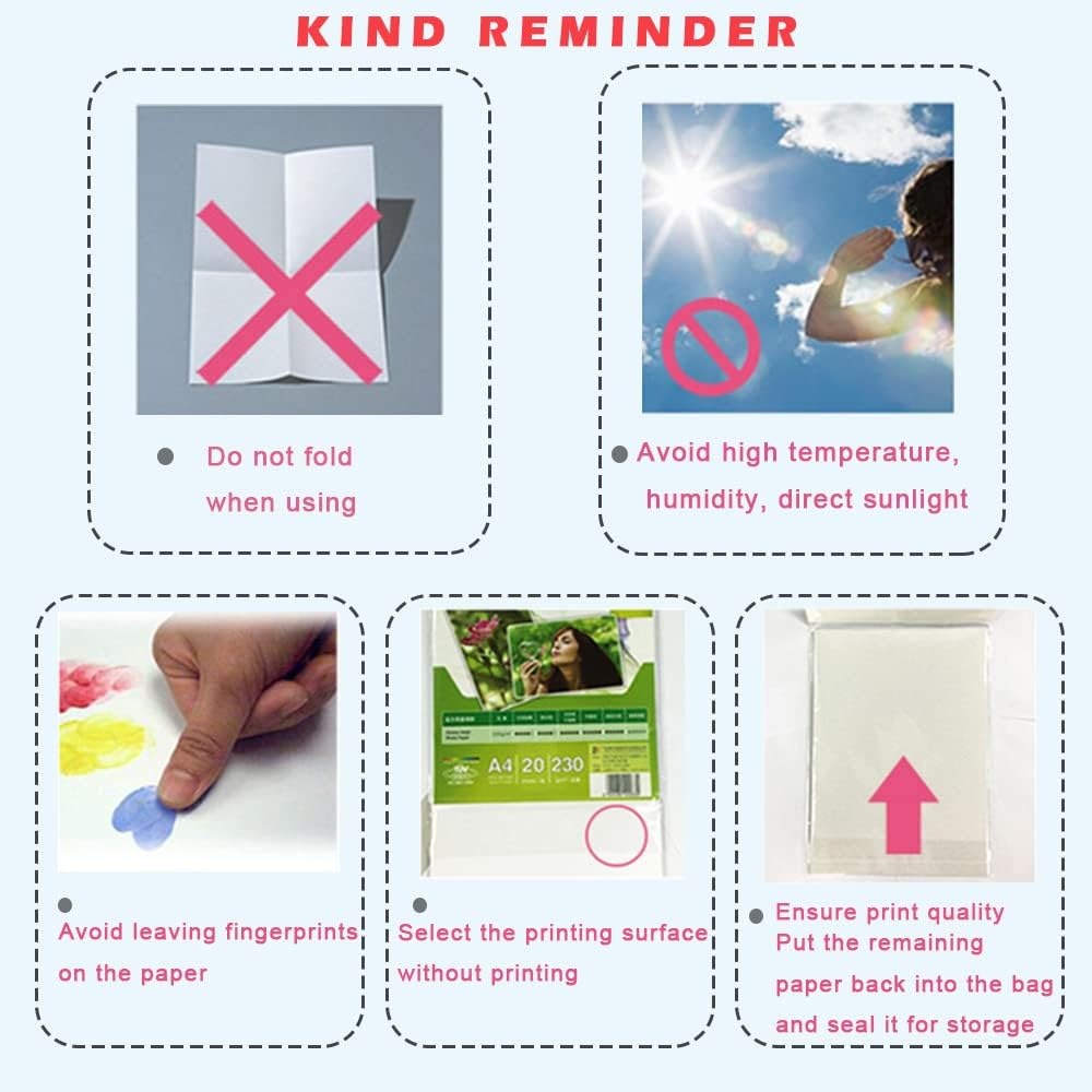 Yitexin 4 Sizes Photo Paper, 200Gsm High Glossy White Photographic Paper, Advanced Picture Paper for Inkjet Printer (90 Sheets, 3.5 X 5 Inch, 4 X 6 Inch, 5 X 7 Inch, 8.3 X 11.7 Inch) (4 Sizes) image number 6