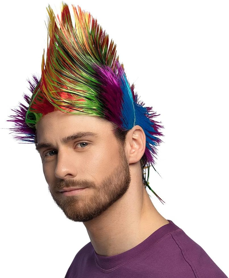 Adults' Spiky Mike Multicoloured Punk Wig image number 3