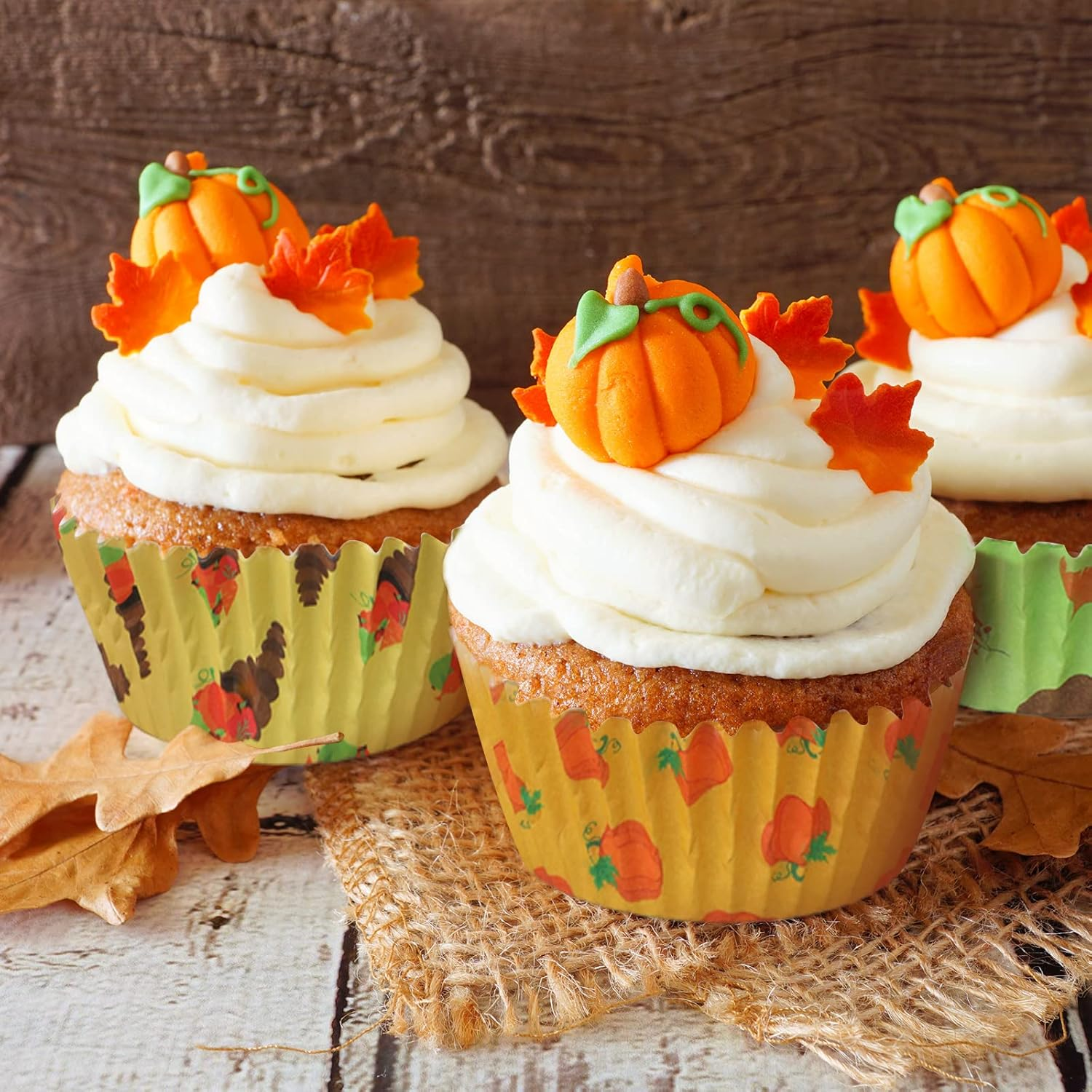 600 Pieces Thanksgiving Cupcake Liners Autumn Cupcake Baking Cups Cupcake Papers Muffin Liners for Baking Thanksgiving Cupcake Wrappers Fall Themed Liners Party Supplies Give Thanks Party Decorations image number 5