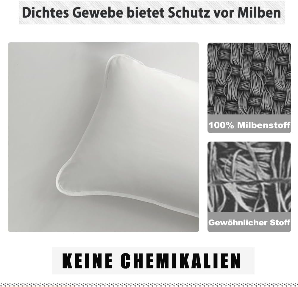 Mite Cover Pillow 60 X 60 Cm Set of 2, Allergy Sufferers Pillow Case, Pillow Cover against Dust Mites, Allergy Bed Linen Set, anti Mite, 60 X 60 Cm Pillow image number 4