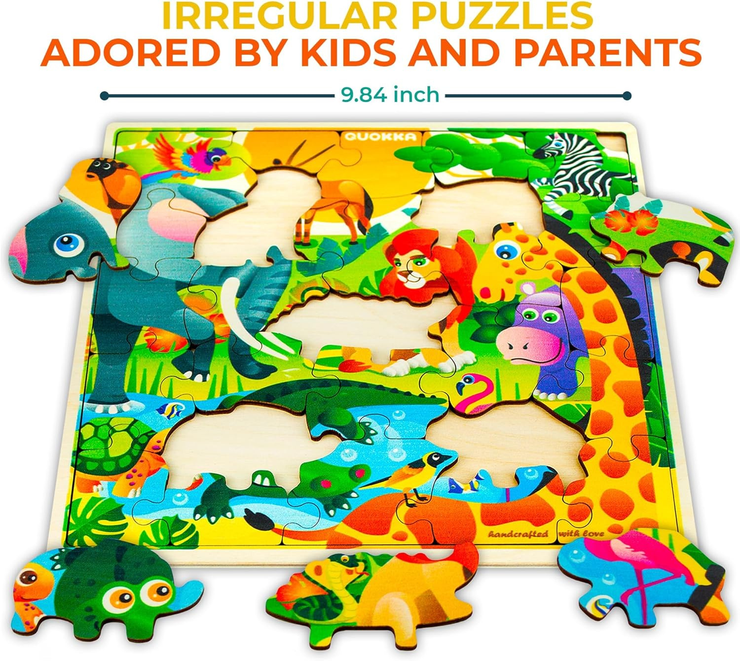 QUOKKA Wooden Africa Puzzles for Kids Ages 3-5 &ndash; 28 Pieces Toddlers Kids Puzzles Ages 4-8 Year Olds &ndash; Wood Africa Toys for Children 6-8 Yo - Farm image number 2