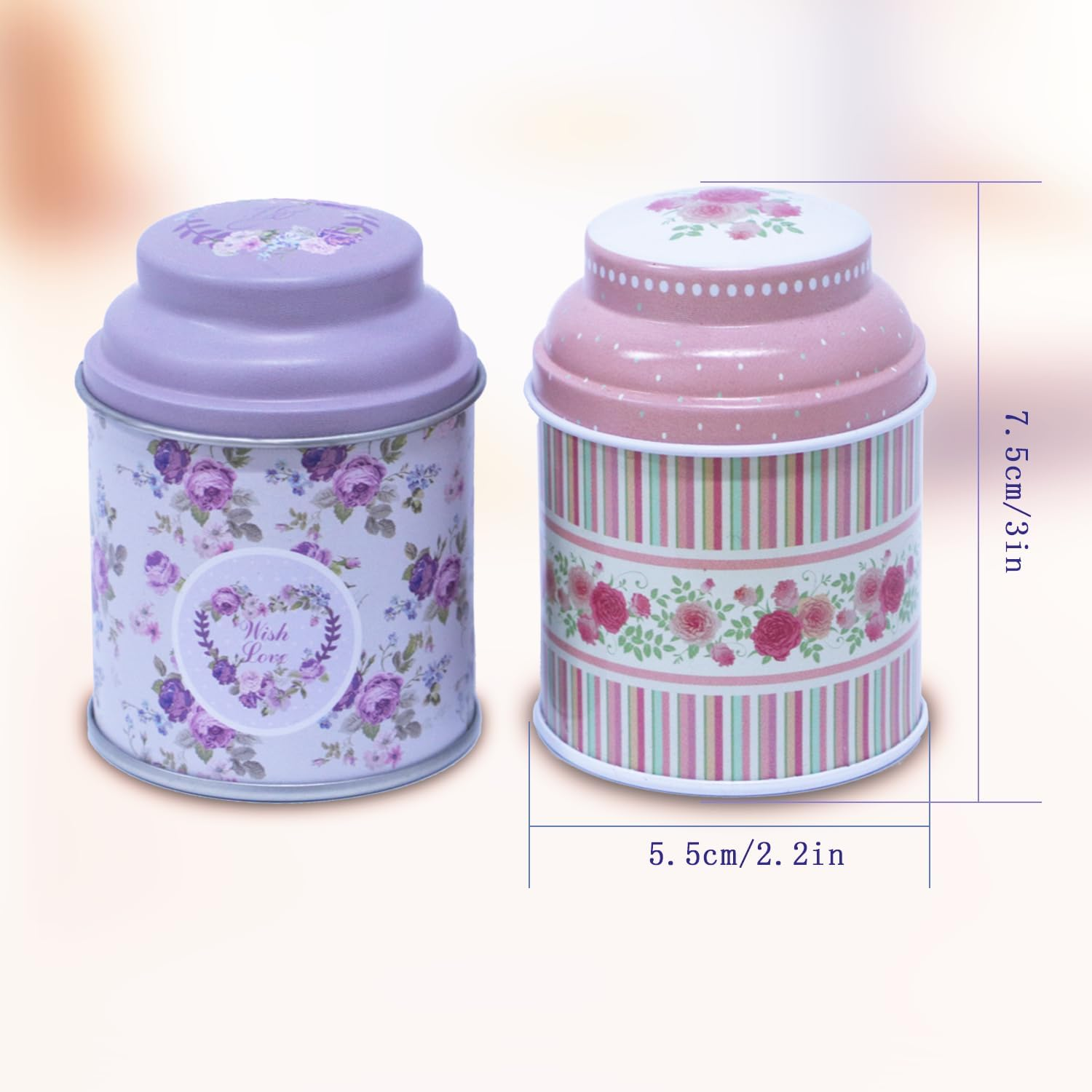 Tooget Elegant Metal Tinplate Empty Tins, Shabby Chic Mini-Boxes for DIY Candles, Dry Storage, Spices, Tea, Candy, Party Favors, and Gifts - Random Color(Cylinder 6-Pack) image number 4