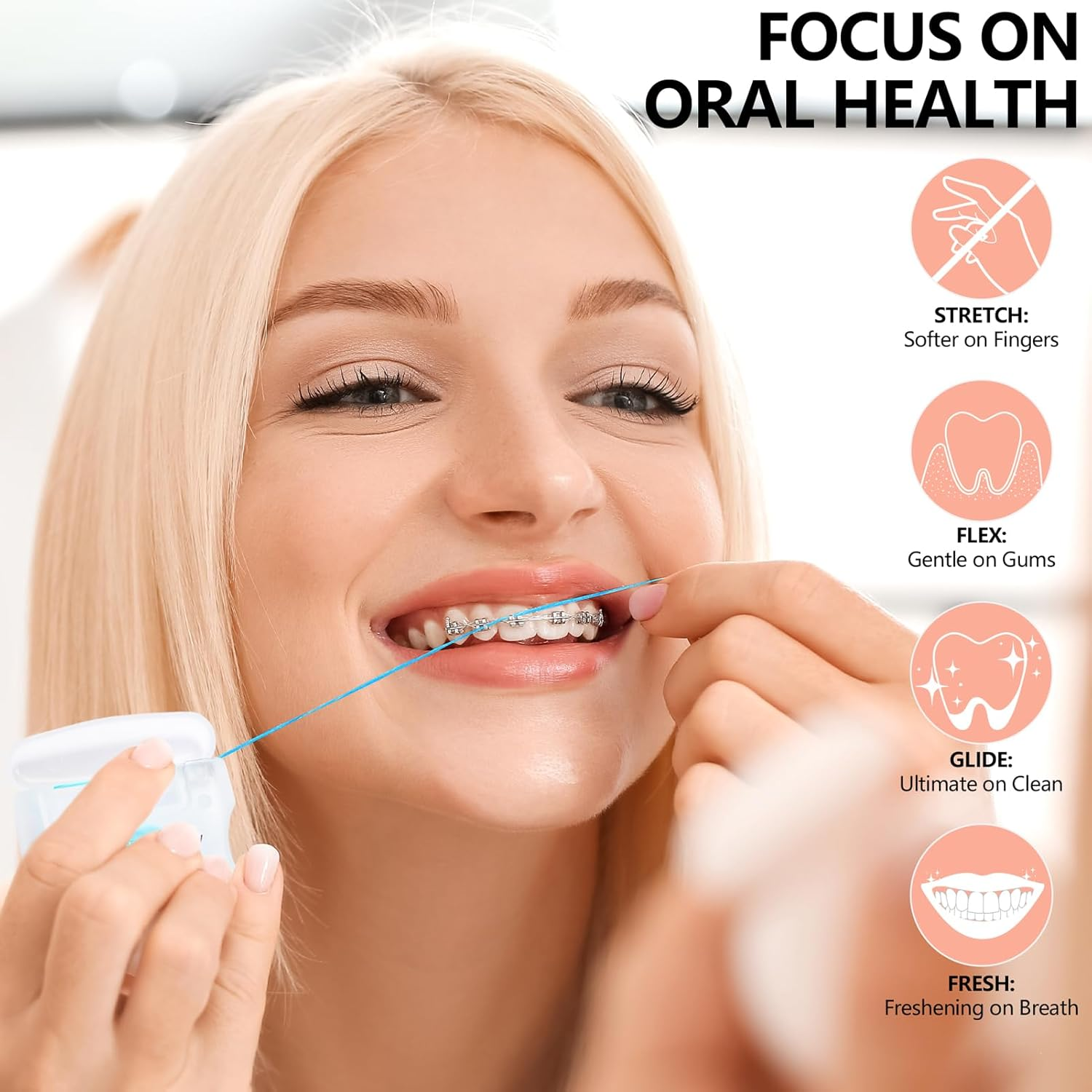 Coconut-Oil Infused Woven Dental Floss,Deep Clean Natural Vegetable Waxed Floss,Extra Wide Cleaning and Slides Smoothly & Easily,Pfas Free | Orange Flavored(33 Yds X 1 Unit)