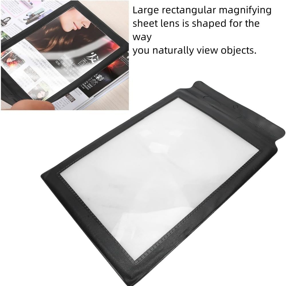 1PCS A4 Magnifier, Professional Large Sheet Magnifying Glass Flexible Optical PVC Practical for Reading Books for Tiny Objects(Black) image number 2