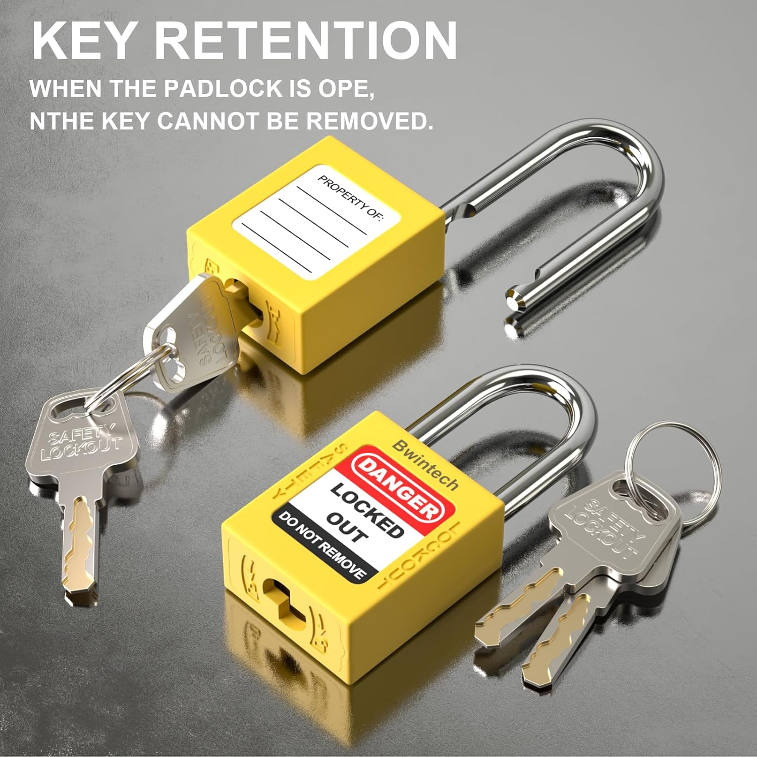 Pack of 10 38 Mm Encrypted Yellow Safety Padlock Lockout Tagout Lock for Lock Out Tag Out Stations and Devices image number 4