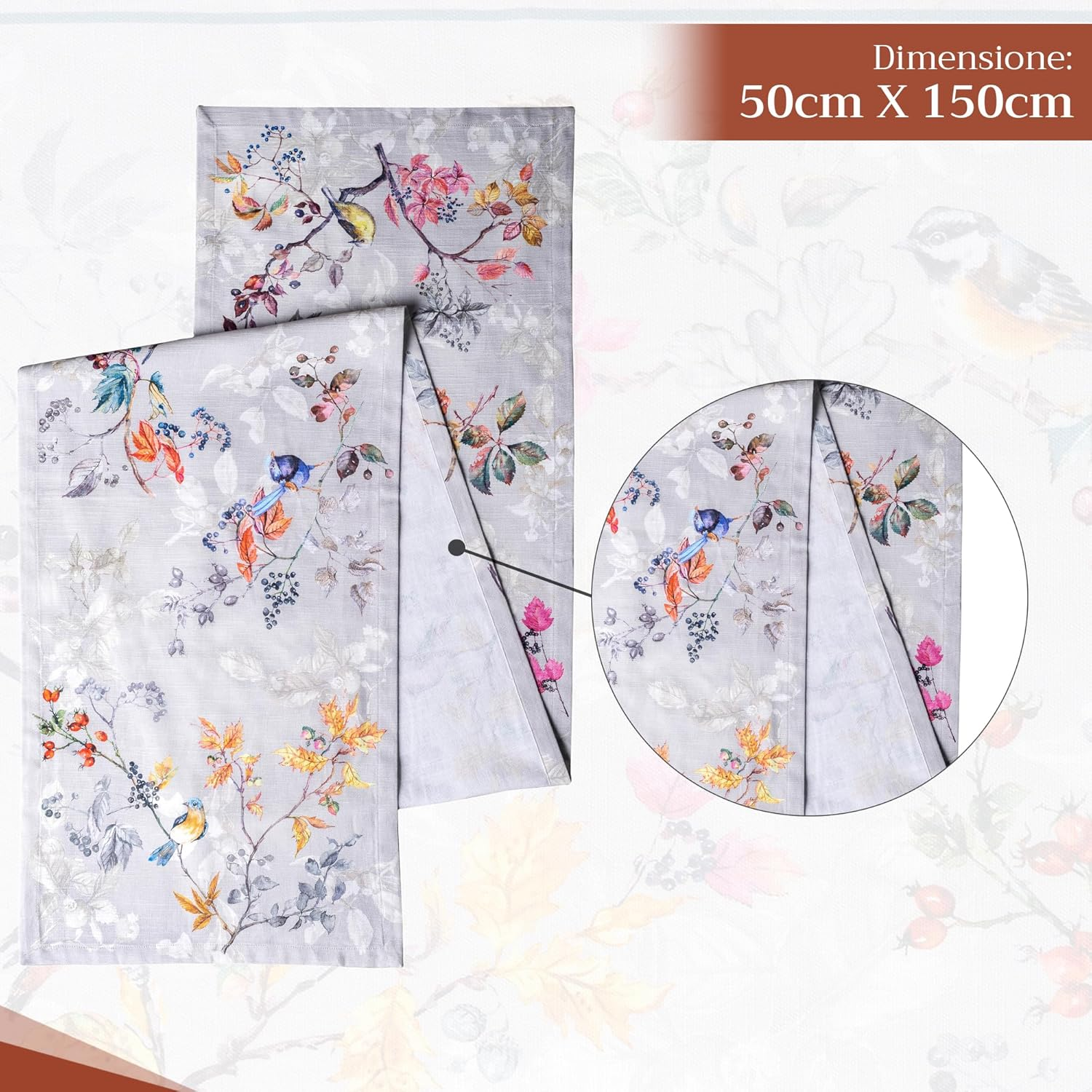 Maison D'Hermine Equinoxe 100% Cotton Table Runner for Party | Dinner | Holidays | Kitchen | Thanksgiving / Christmas (Grey, 50 Cm X 150 Cm)