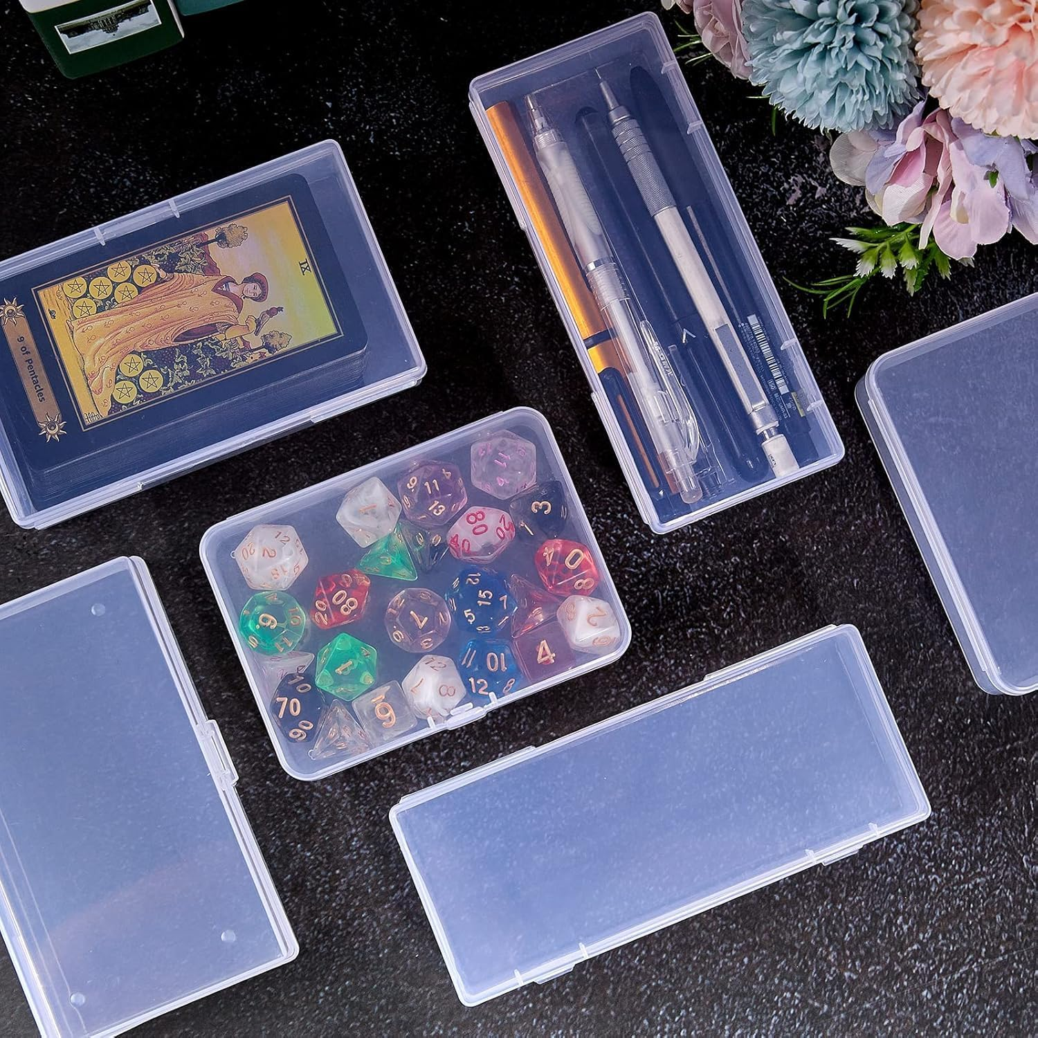 Small Plastic Storage Containers with Hinged Lids, Clear Stackable PP Boxes for Crafts, Jewellery and Accessories, 6Pcs Organiser Case for Home or Office &ndash; Haheihei image number 3