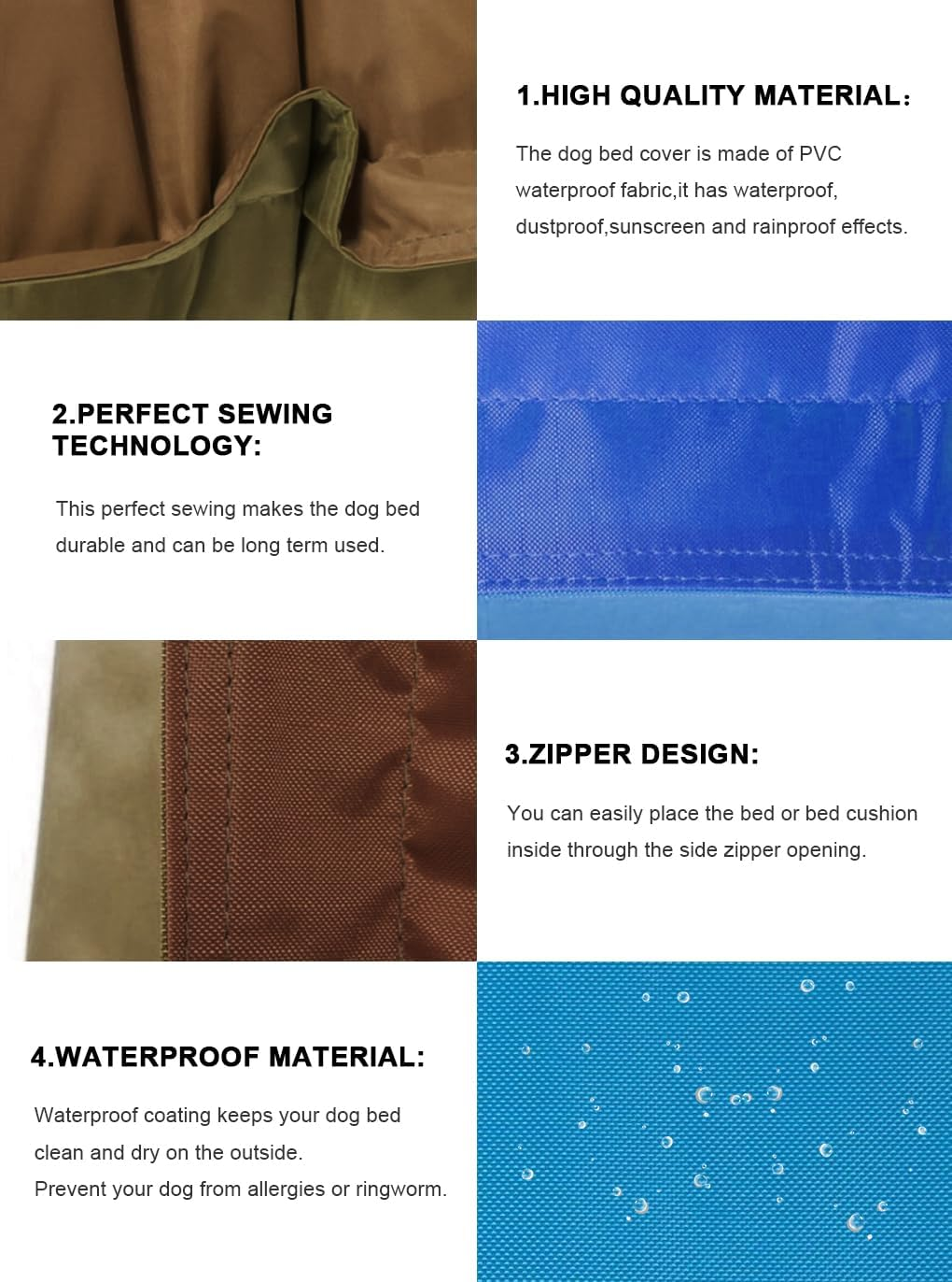 Dog Bean Bag,Dog Bed Waterproof and Removable Washable Cover(No Filler),420D PVC Nylon, Soft Mats Mattress Cushion, Dog Crate Bed for Small/Large Dogs,Calming Dog Bed Covers 70X100CM Light Blue image number 2