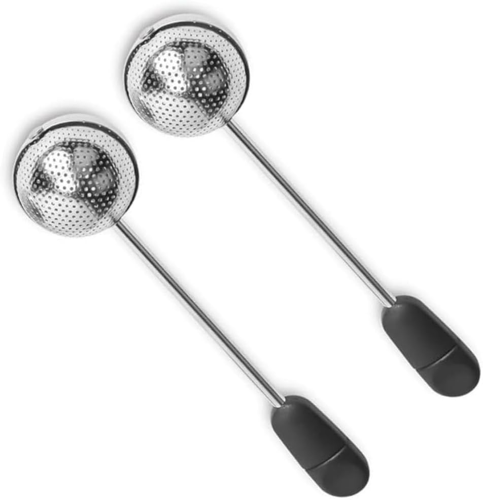 Jindizi Rotating Long Handle Tea Infuser,2Pcs Rotating Long Handle Tea Ball,Handle Twisting Tea Ball Infuser for Loose Tea,Rotating Mesh Twisting Tea Ball Infuser Loose Leaf Tea Infuser Strainer image number 1