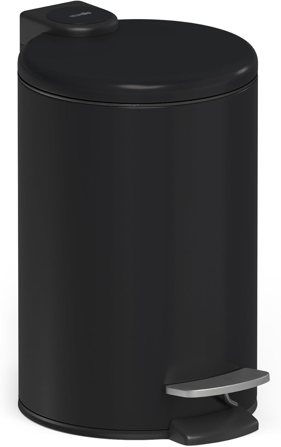 Stardis 3 Litre Pedal Bin Stainless Steel Dark Grey Matt with Soft-Close Mechanism, Folding Lid, Quiet Closing Soft Close with Inner Bucket, Cosmetic Bin, Waste