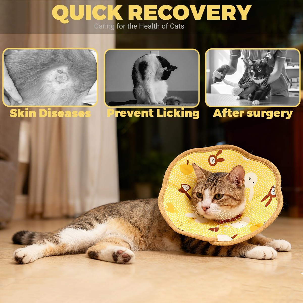 Cat Cone Collar Soft, Adjustable Pet Recovery Neck Donut to Stop Licking Protective Cat Neck Cone after Surgery Comfortable Lightweight Pet Elizabethan Collar for Dog Animal Kittens Puppies Rabbits image number 5