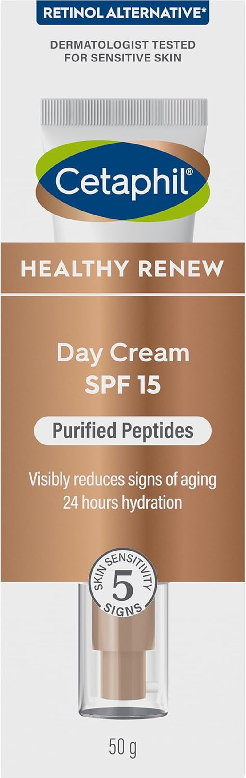 Cetaphil Healthy Renew Day Cream SPF 15, 50G. Anti-Aging Face Moisturiser with Peptides, Retinol Alternative. Contains Niacinamide (Vitamin B3) and Panthenol (B5). Dermatologist Tested for Sensitive Skin. image number 5