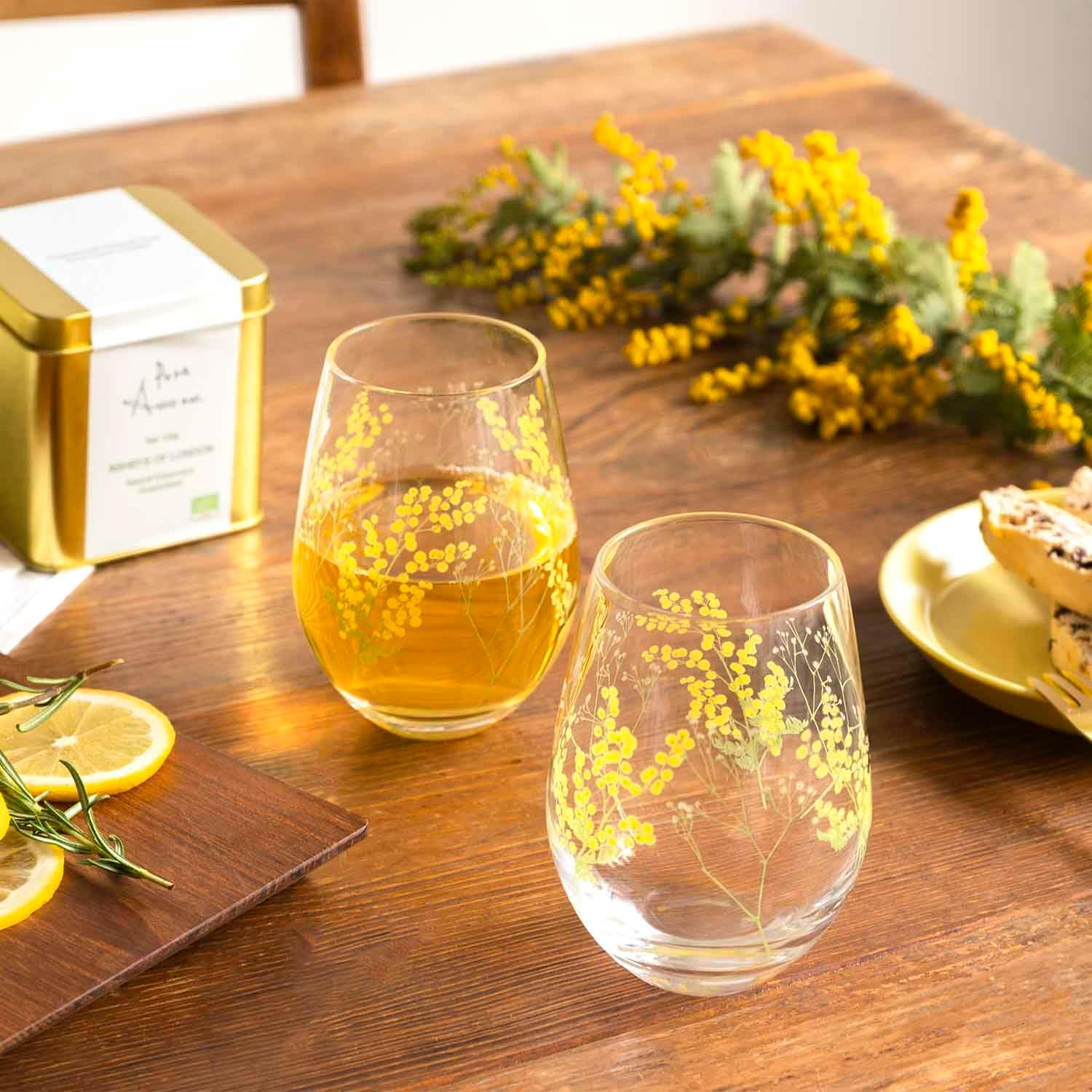 Toyo Sasaki Glass Hanafumi G099-T282 Tumbler Glass, Hanafumi, Approx. 12.2 Fl Oz (360 Ml), Set of 2, Mimosa Pattern, Haze Pattern, Made in Japan, Dishwasher Safe, Clear, Tumbler, Glass, Cup