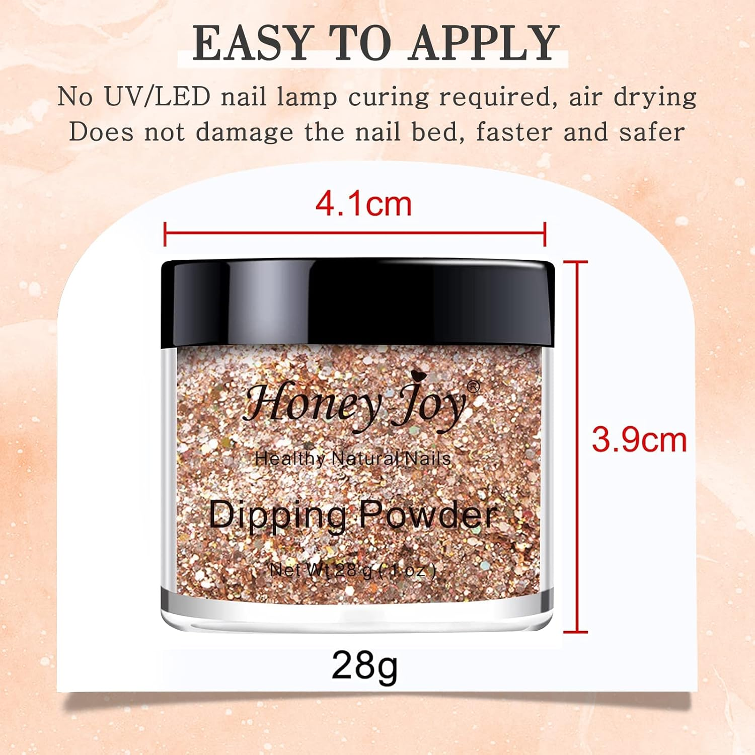 28G/Box Champagne Color Shine Glitter Hexagon Sequins Paillette Dip Powder Nails Dipping Nails Long-Lasting Nails No UV Light Needed (Hj-Nd064B-No.137) image number 2