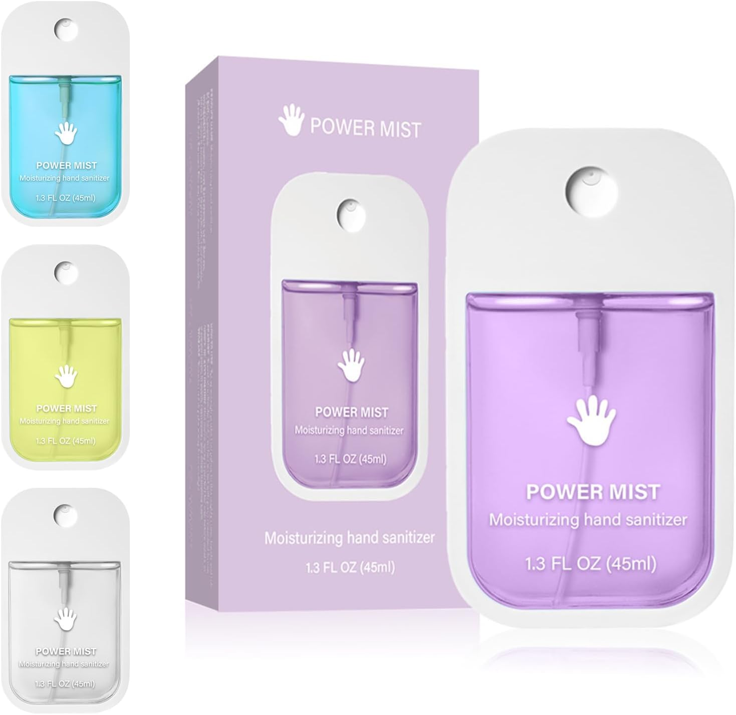 Power Mist Hydrating Hand Sanitizer Spray, 4-Pack (Lavender, Aloe Vera, Vanilla,Odorless), Quick Dry Mini Hand Sanitizer Spray for Clean Your Hands,600-Sprays (1.6 Fl Oz/Pack) (4-Pack) image number 3