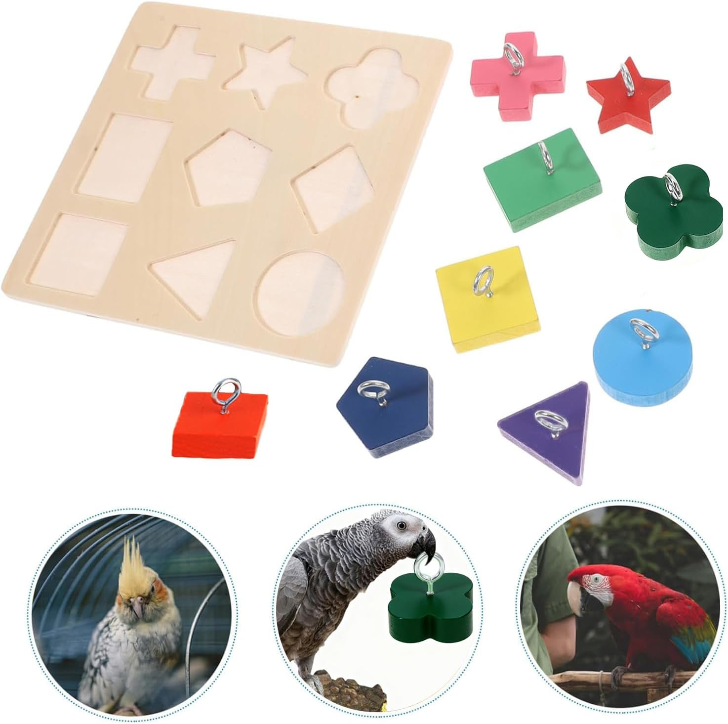 Bird Intelligence Training Toy Color Parrot Educational Toys Parrot Interactive Training Toys Wooden Block Birds Puzzle (5.9In &times; 5.9In) image number 1