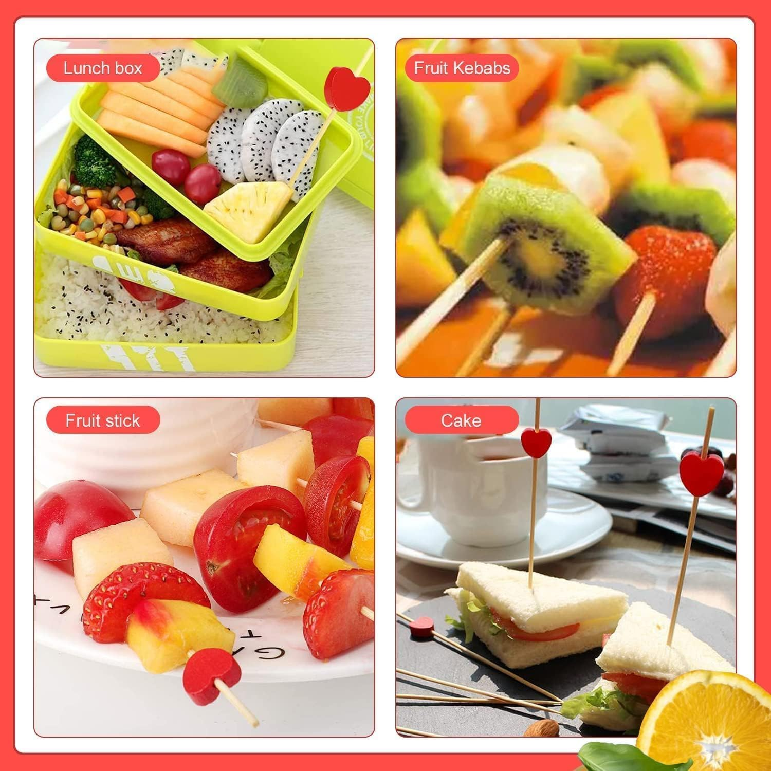 100 Pcs Cocktail Picks, 4.7 Inch Toothpicks for Appetizers, Bamboo Cocktail Sticks Skewers for Drinks, Desserts, Charcuterie, Party Fancy Toothpicks, Heart-Shaped Mini Food Picks Decorative. image number 6