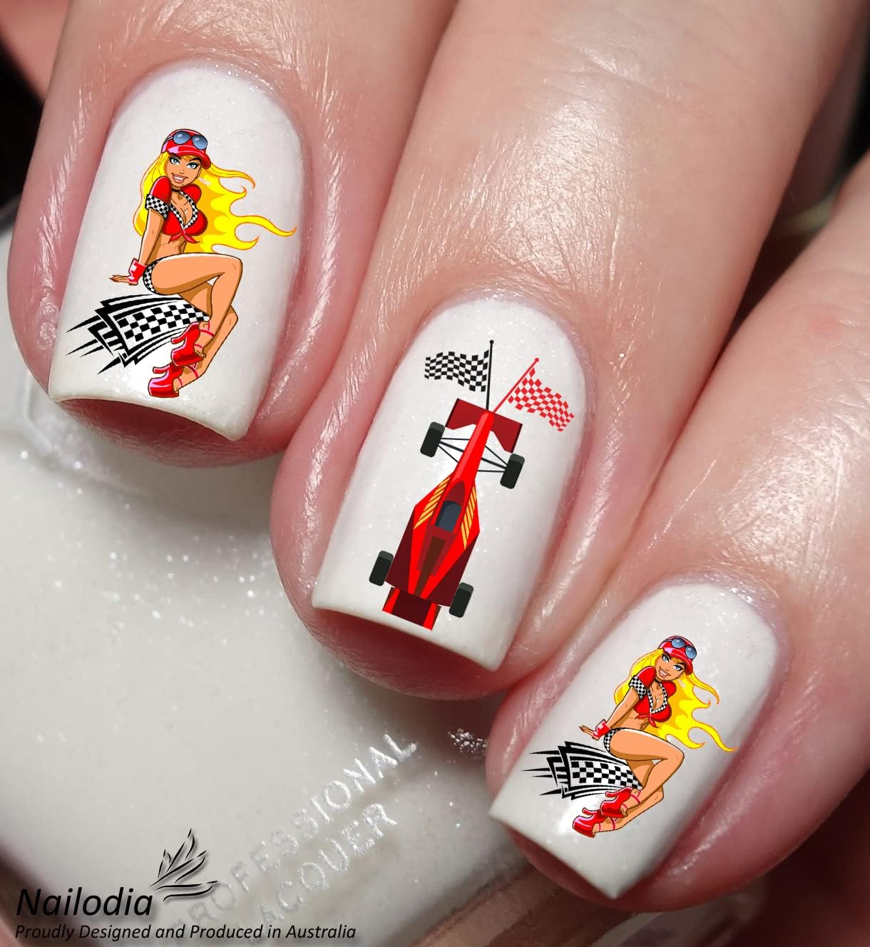 Racing Car Formula Nail Art Decal Sticker image number 3