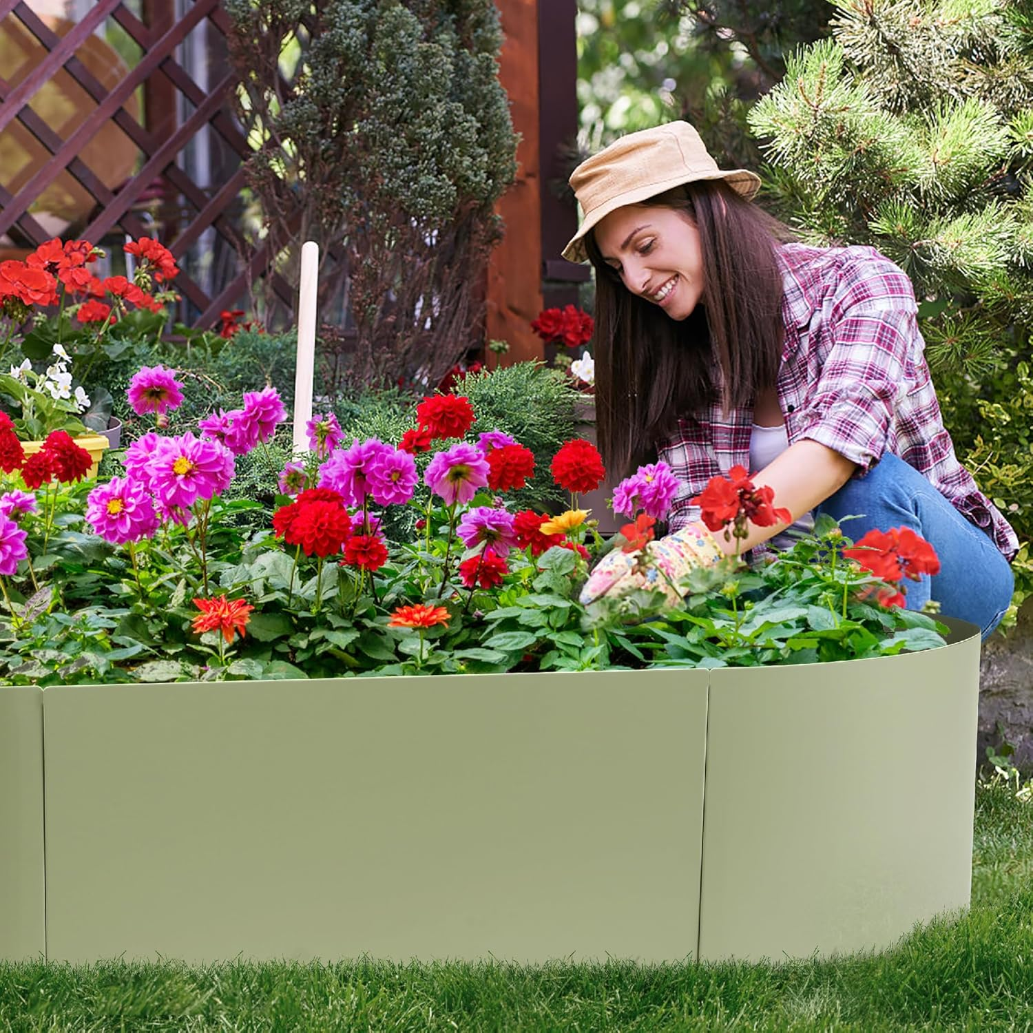 Worth Garden Heavy Duty Galvanized Steel Raised Garden Bed Kit with Powder Coated Olive Green Finish - 48" L. X 24" W. X12 H. - Metal Planter Box for Vegetables, Flowers, Herbs - Outdoor Gardening image number 4