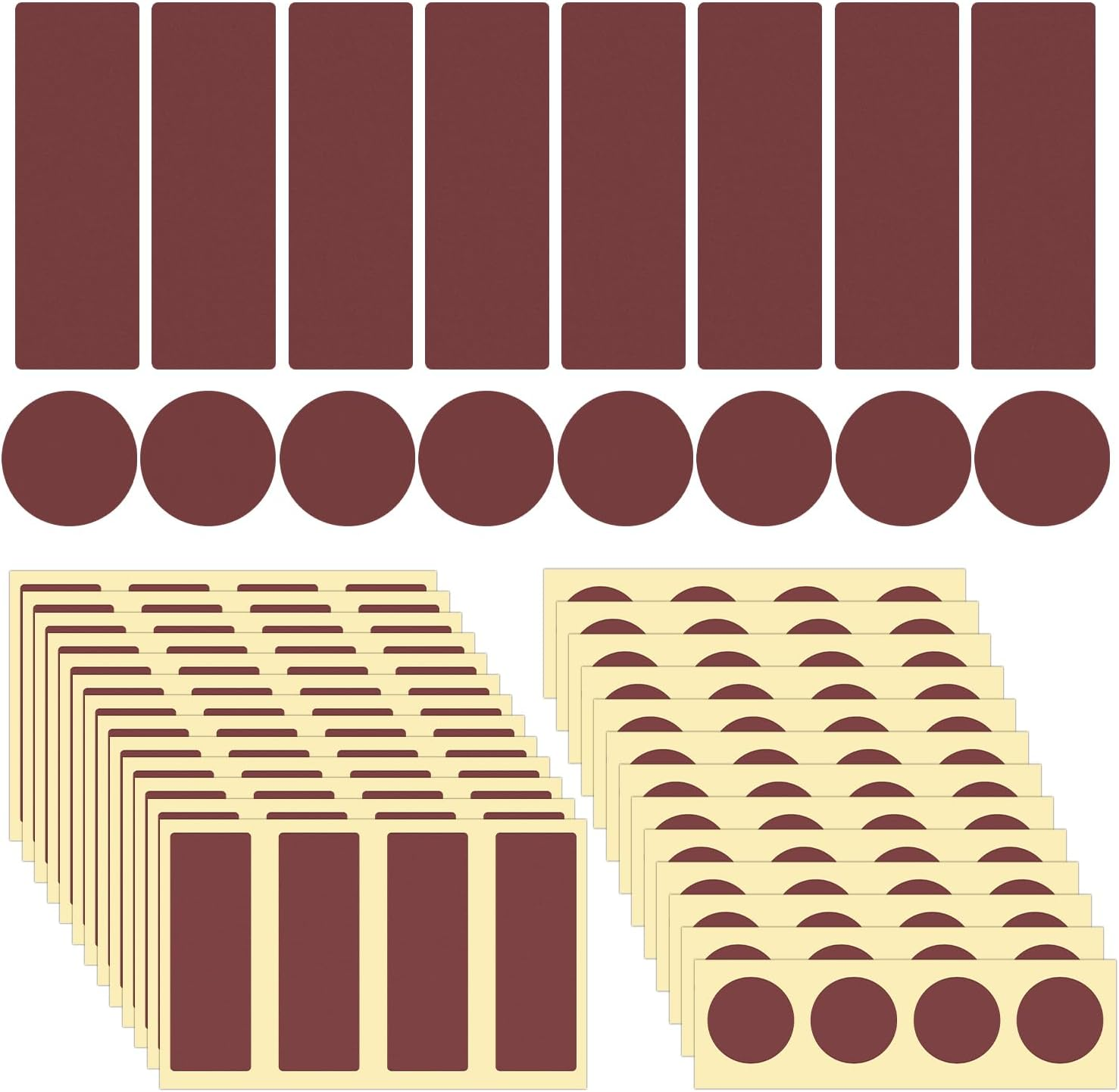 120Pcs Match Striker Papers with Adhesive, 60 round and 60 Rectangle Match Striker Stickers Match Striker Paper Sheets for Match Rack Cymbal Paper Replacement (Black)