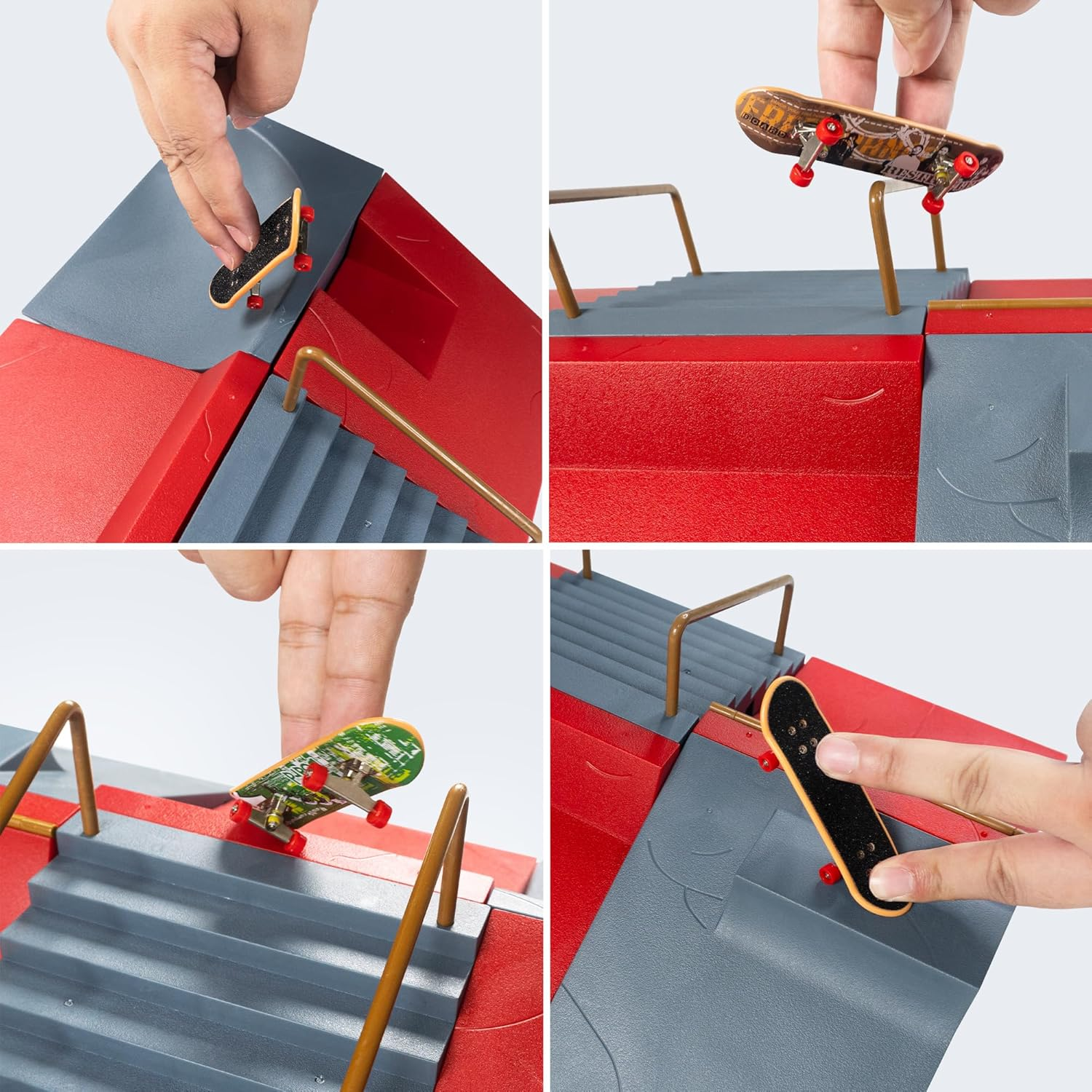 BROKIG Decktoy Finger Skateboard Sets,Fun Fingerboard Skatepark Kit Mini Finger Boards - Finger Training Toys for Kids Boys Gifts or Adult Party Toys (HB-003)