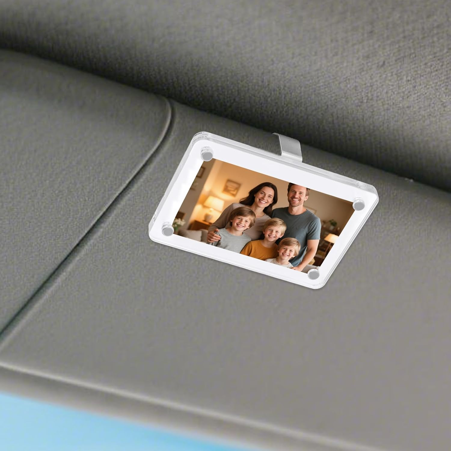 Pcs Car Photo Holders for Sun Visor, Acrylic Magnetic Picture Frame with 2 Stainless Steel Clips & Cleaning Cloth Personalized Car Accessories for Photos Display image number 2