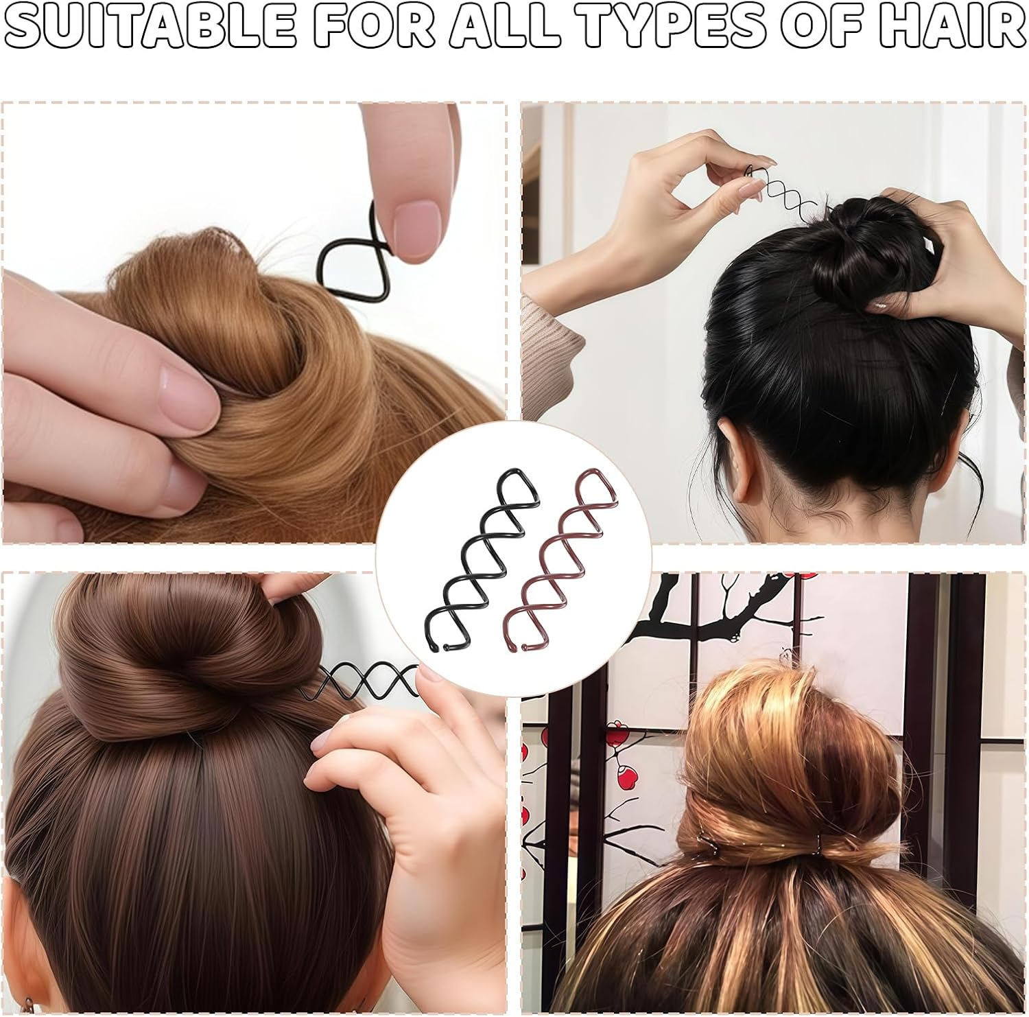 Auroriel French Spiral Hair Pins, 40 Pieces Spiral Hair Pins as Hair Clips for DIY Hair Styling, Hair Accessories, Suitable for Fine, Thick and Long Hair (Black & Brown) image number 1