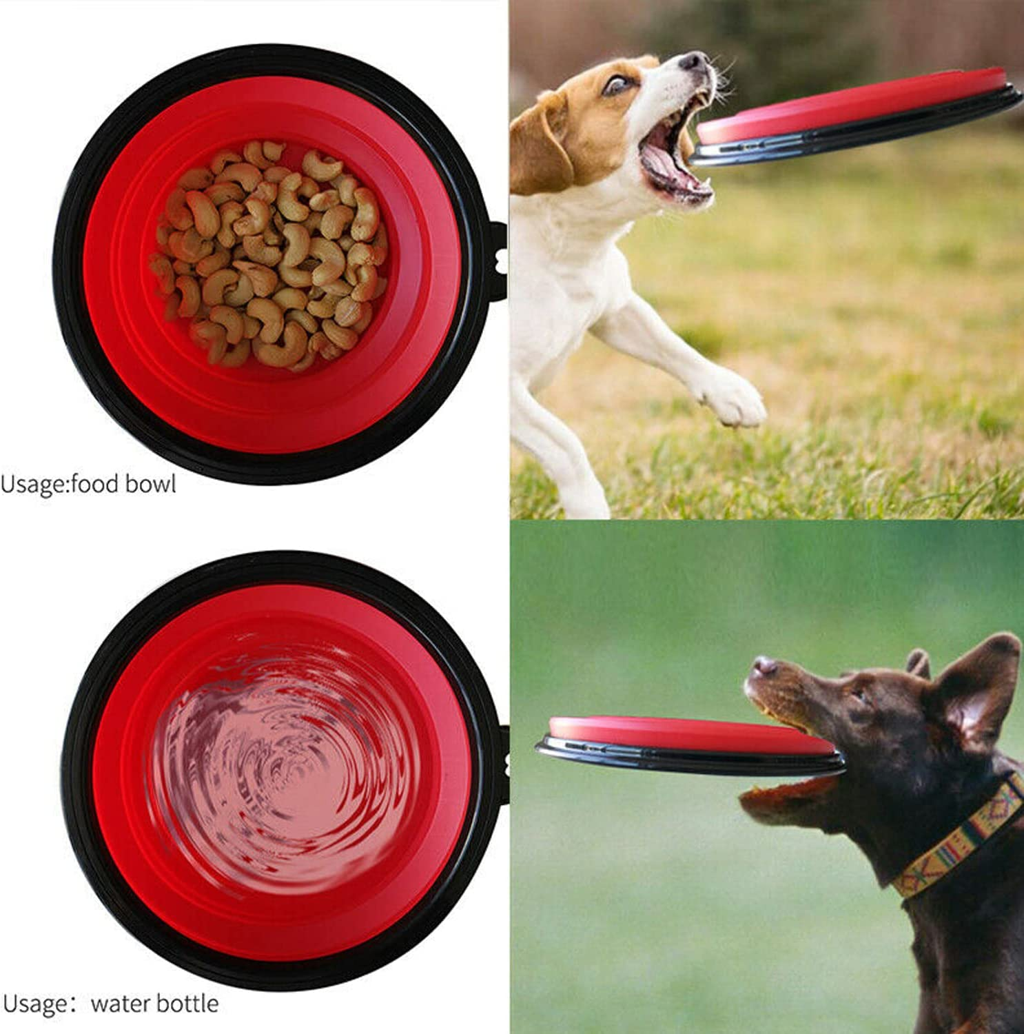 Yotsuba Dog Travel Bowl-Portable Collapsible Silicone Pet Bowl with Carabiner - Foldable Travel Dog Cat Food Water Dish for Camping, Hiking, Training (Purple)