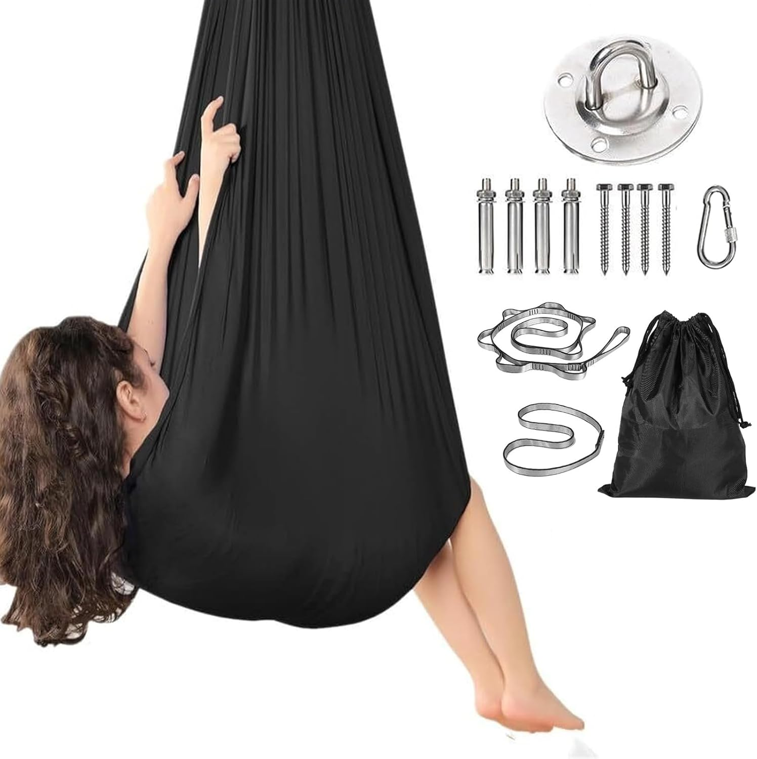 Visuivit Sensory Swing for Kids, Therapy Swing Indoor Outdoor, Healing & Relaxing Cuddle Indoor Swings for Kids with Autism, ADHD, Sensory Processing Disorder (Rainbow, Single Layer)