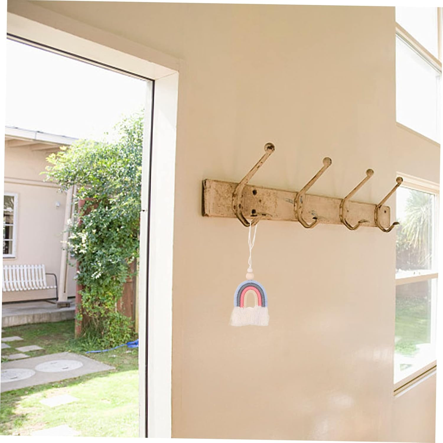 Abaodam 3Pcs Rainbow Hanging Pendant Bohemia Style Adornment Handmade Car Craft Decorative Hanging Ornaments for Home image number 1