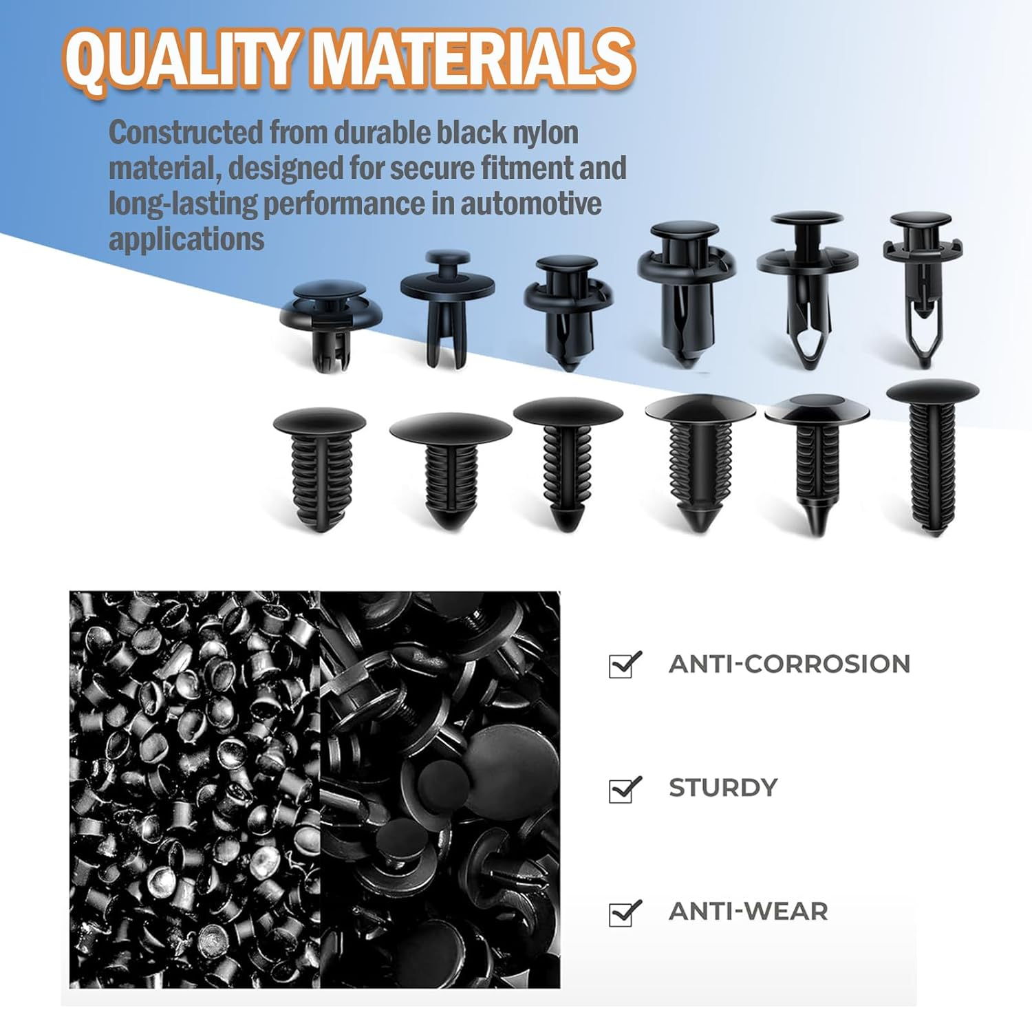 240-Piece Automotive Trim Clips Set, Push Retainer Fasteners Kit with Removal Tools, Universal Car Body Panel Clips image number 2