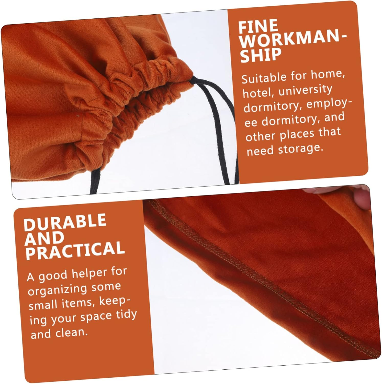 Beavorty Foldable Travel Hair Dryer Bag Hanging Storage Bag Drawstring Dustproof Drawstring Pouch for Low Wattage Hair Dryer Makeup Personal Items - Coffee image number 4