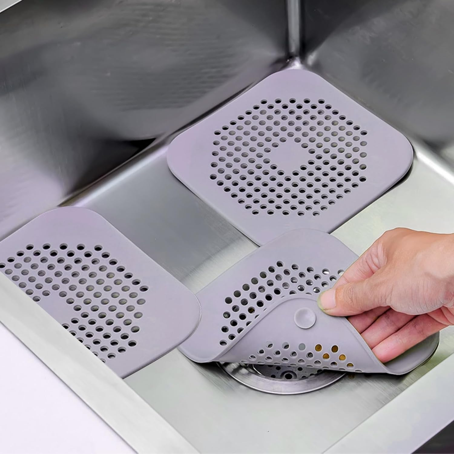 2 Pcs Drain Cover, Efficient Shower Drain Hair Catcher, Anti-Clog Shower Drain Cover, Suitable for Bathroom, Kitchen, Bathtub, Sink Floor Drains image number 5