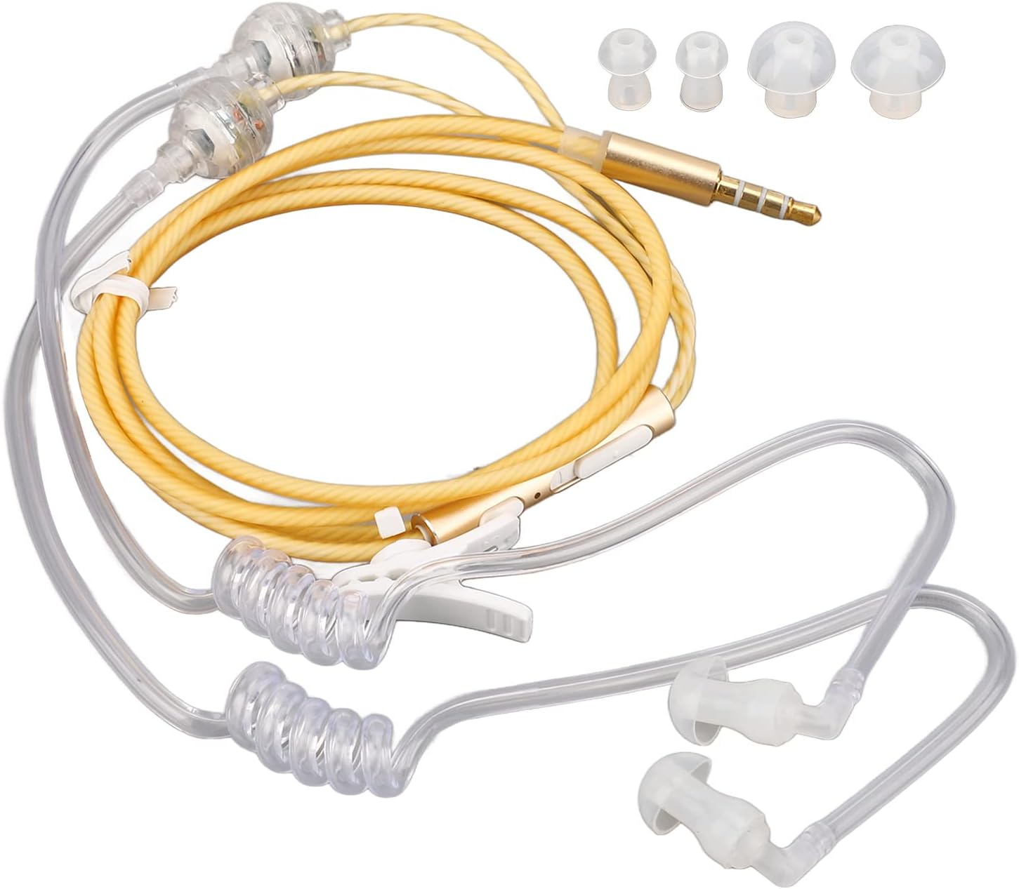 OEBUAFI Radiation- Noise Canceling Headphones, 3.5Mm Air Tube Headphones, Ergonomic Binaural Earbuds for Tablet Gym (Orange)