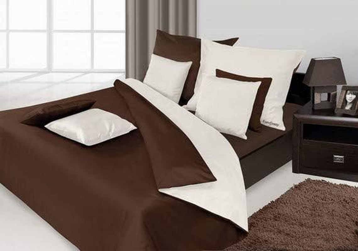 Eurofirany POS/NOVA/K+BRĄZ 220 X 200 70 X 80/X2 Bed Linen, 100% Cotton Macosatin, Natural, 220 X 200 Cm