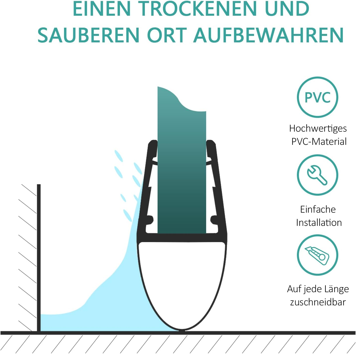 EMKE Shower Seal Replacement Seal Water Repellent Shower Screen Shower Cubicle Glass Door 4-6 Mm Glass 600 Mm image number 2