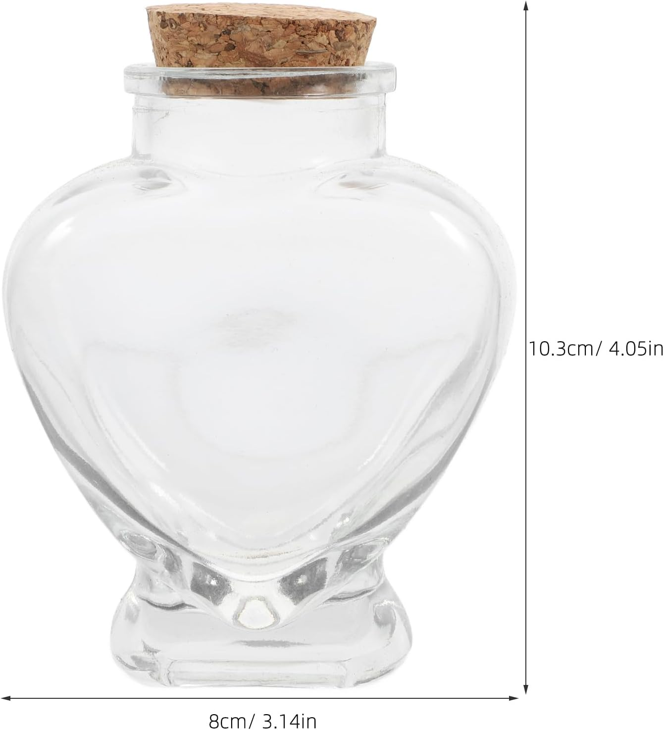 Cabilock 4Pcs Mini Glass Bottle Heart Shaped Glass Wish Bottles with Cork Lids, 5.6Oz Keepsake Jars for Wedding Favours, Honeymoon Sand Memory Jars, Assorted Colors, Ideal for Home Decor And image number 4