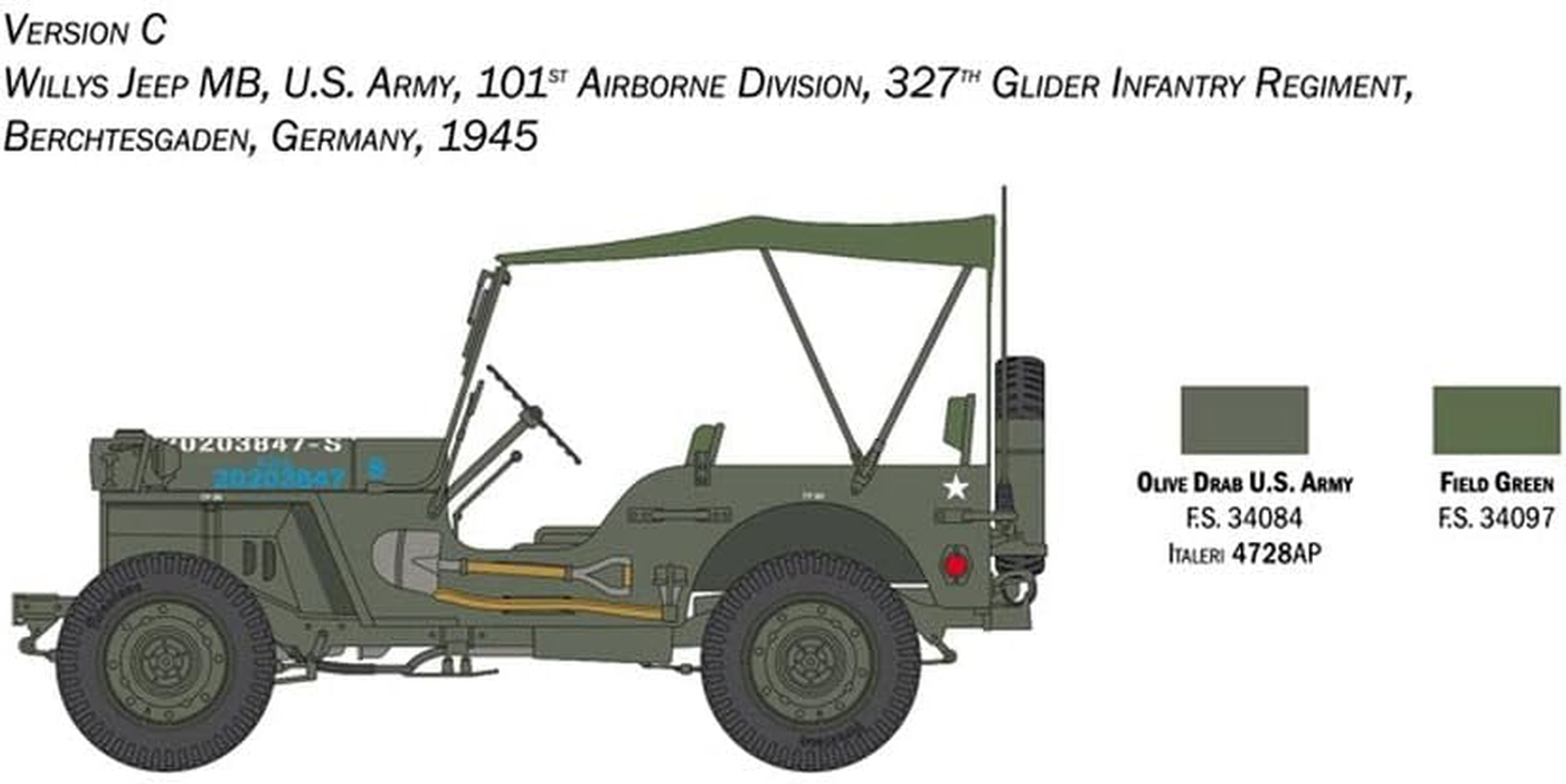 Italeri 1:24 Scale Willys Jeep MB 80Th Anniversary Model Kit image number 2