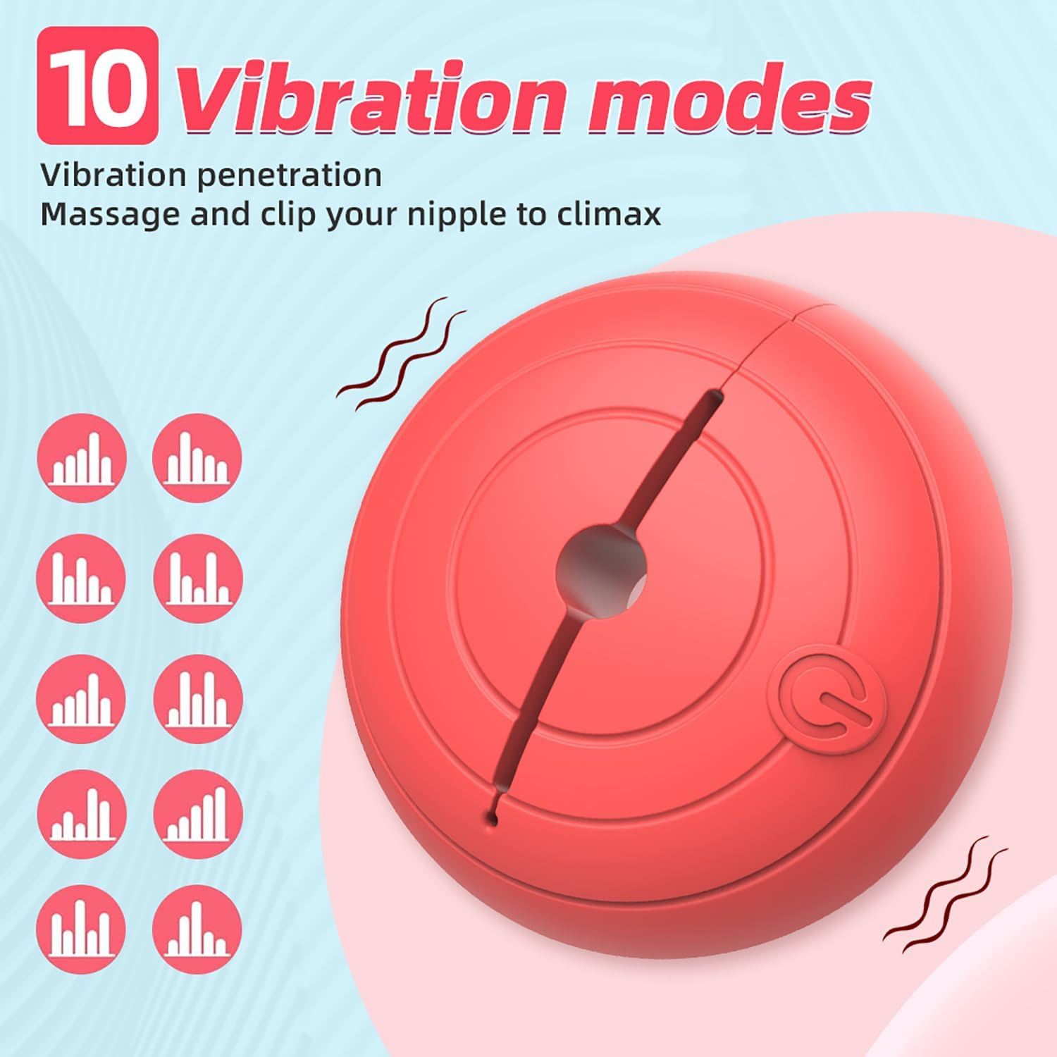 LONZYON Nipple Toys Nipple Vibrator, Nipple Clamps Sex Pleasure Women with 10 Vibration Modes, Silicone Lightweight Invisible Nipple Toy, Vibrating Nipple Clamps Adult Sex Toy for Couples Pleasure (Red) - App Love image number 7