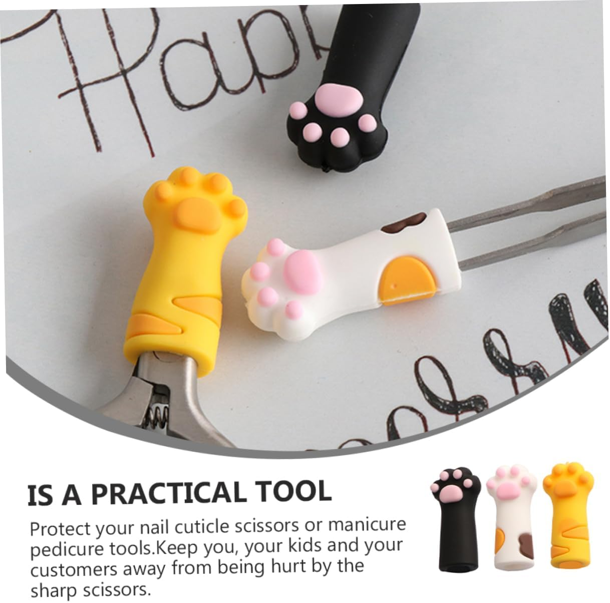 HEALEEP 3Pcs Silicone Flexible Pet Grooming Tools Cover Cat Claw Scissors Cap Tweezers Sleeve Pedicure Tool Protector in Colors