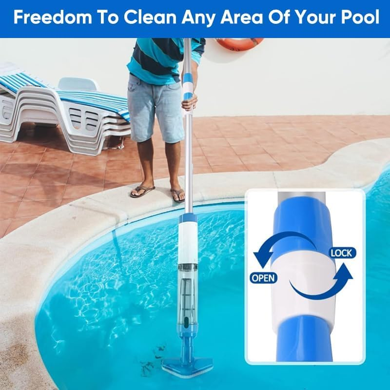 3-In-1 Cordless Rechargeable Powerful Motor Swimming Pool Vacuum Cleaner, Handheld Underwater Vacuum with Dual Filters, Lightweight for Easy Cleaning