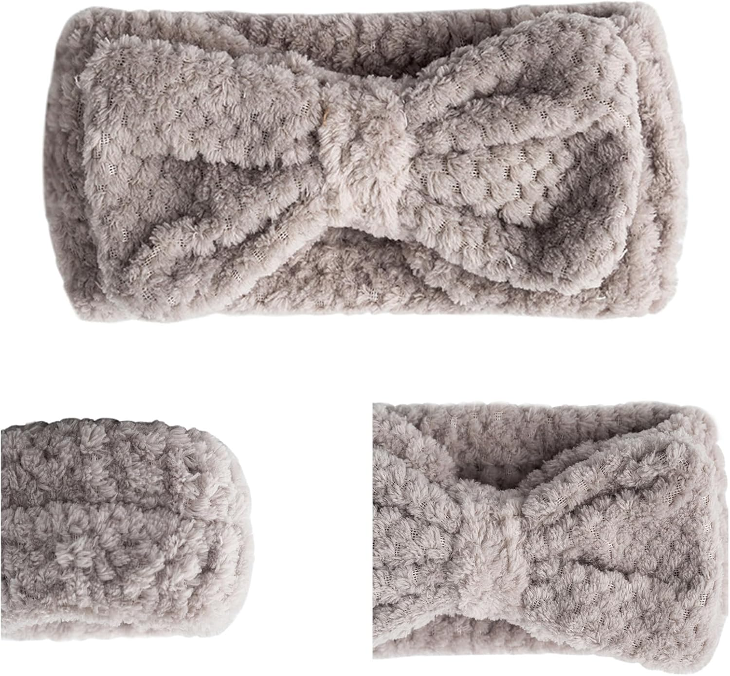 5Pcs Microfiber Bow Tie Headbands for Women, Headband Band for Spa Makeup Sports Yoga, Girls Facial Clean, Headband for Washing Face and Shower. image number 1