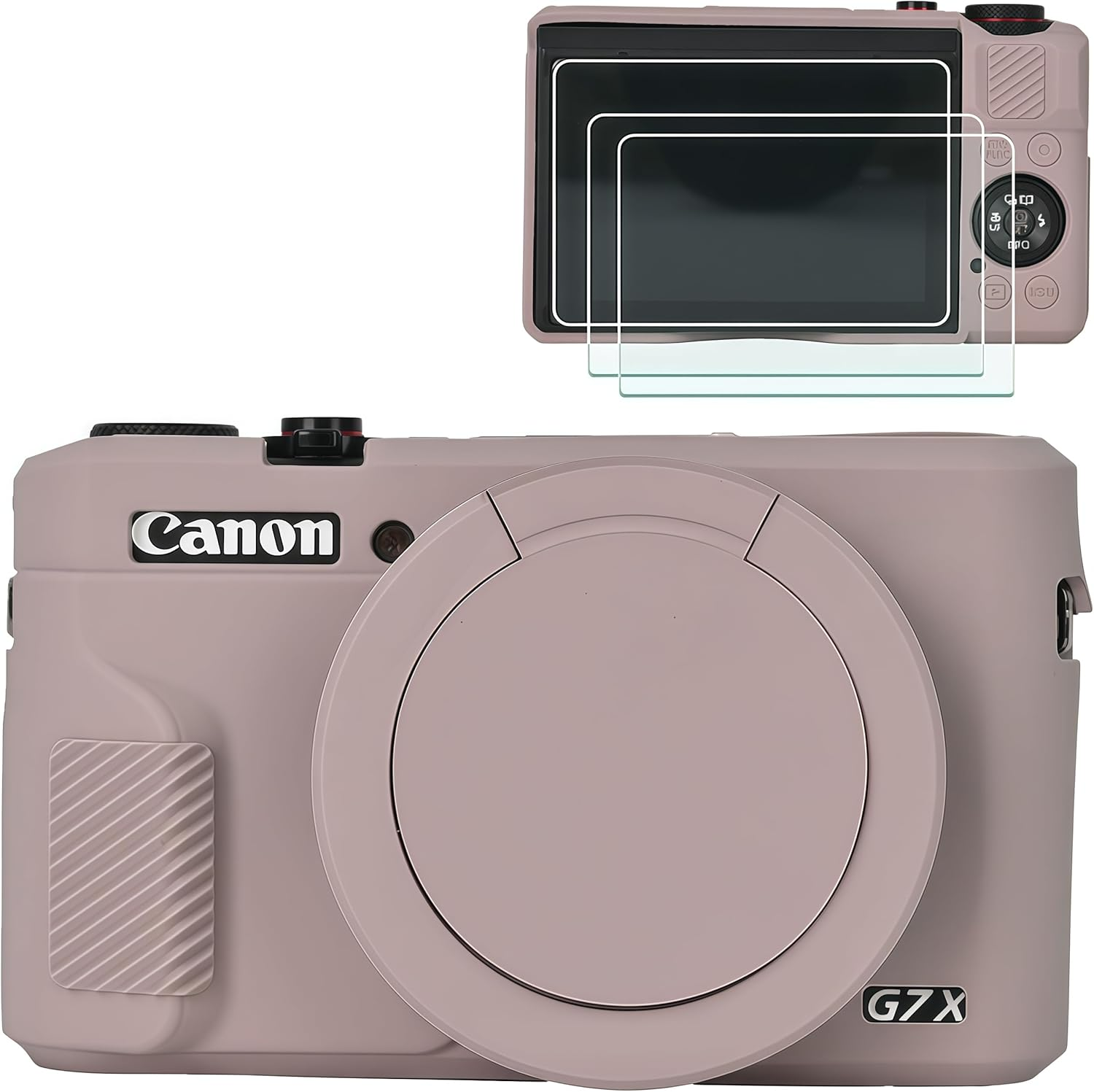 Silicone Case for Canon G7X Mark III Camera Case with 3 Pcs Sreen Protectors,Detachable Lens Cover for Canon G7 X Mark III Cover Black