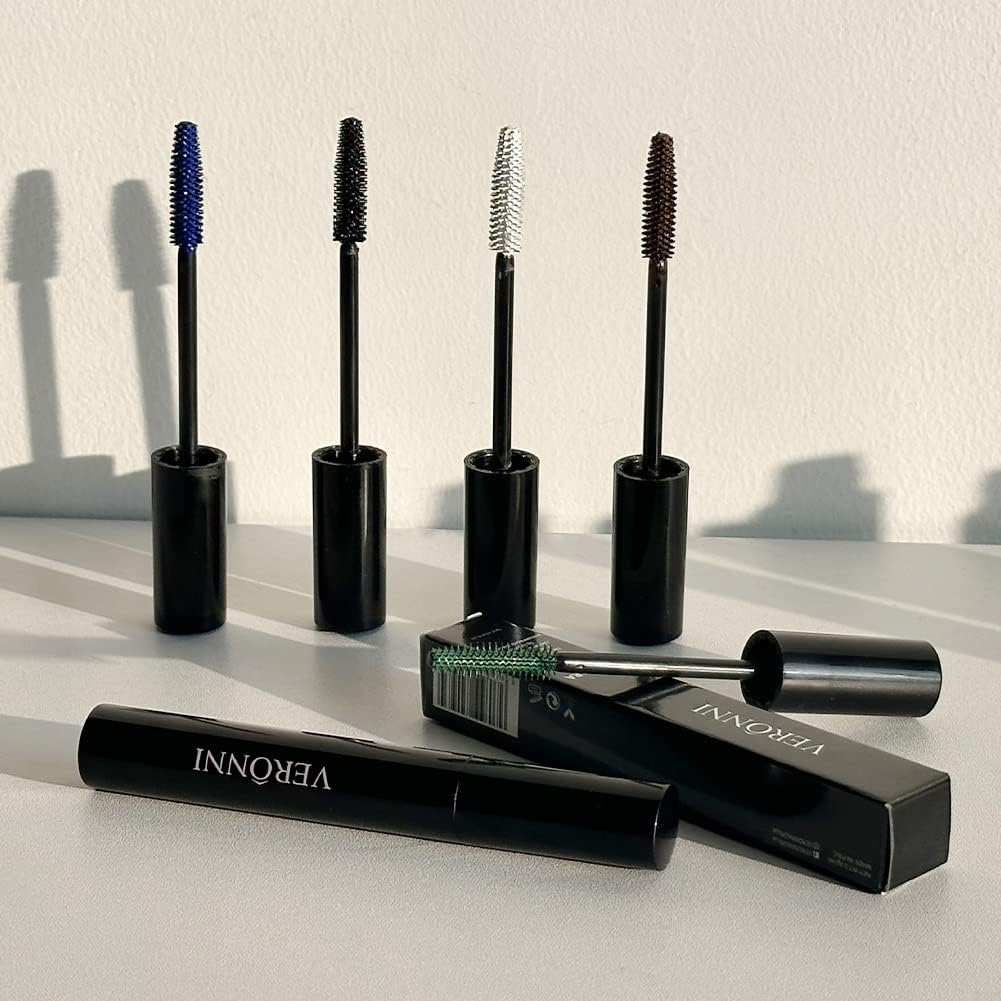 VERONNI Black Waterproof Mascara, Curling Thick Lengthening Eyelash Mascara, Lifts and Extends Lash Length, Clump Resistant, Non-Smudge Eyelash Colorful Extension Curl Mascara Makeup (Black)