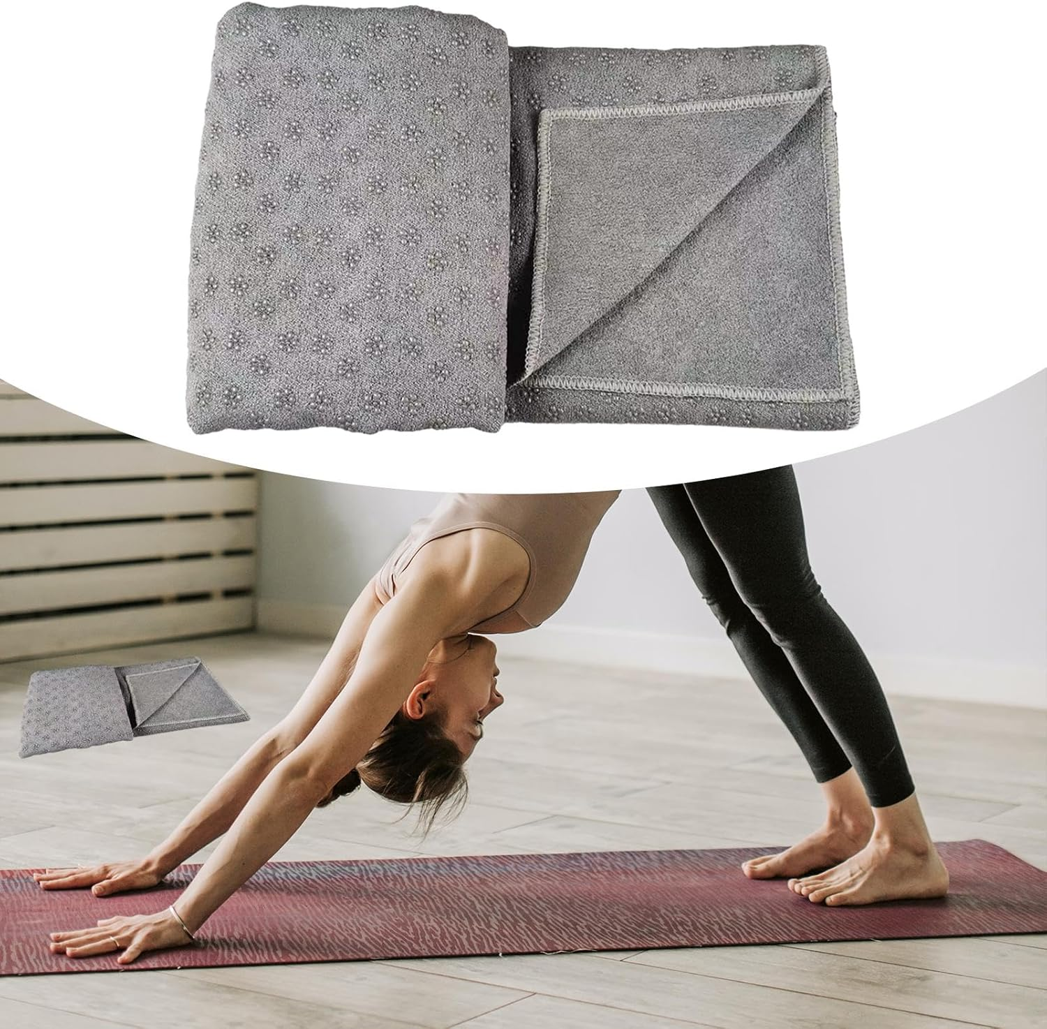 Hot Yoga Mat Towel Yoga Towel for Yoga Mats Non Slip Comfortable Exercise Mat Sweat Absorbing for Travel Pilates Home Gym image number 3