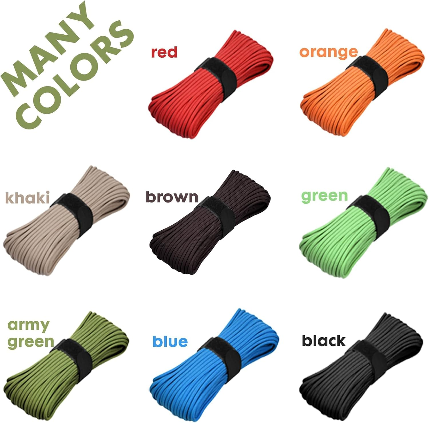 100FT Survival Paracord 550 Fire Paracord Survivor Cord Nlyon Rope 10 Strands US Military Type III 550 Parachute Cord with Integrated Fishing Line, Fire-Starter Tinder 4 in 1 image number 1