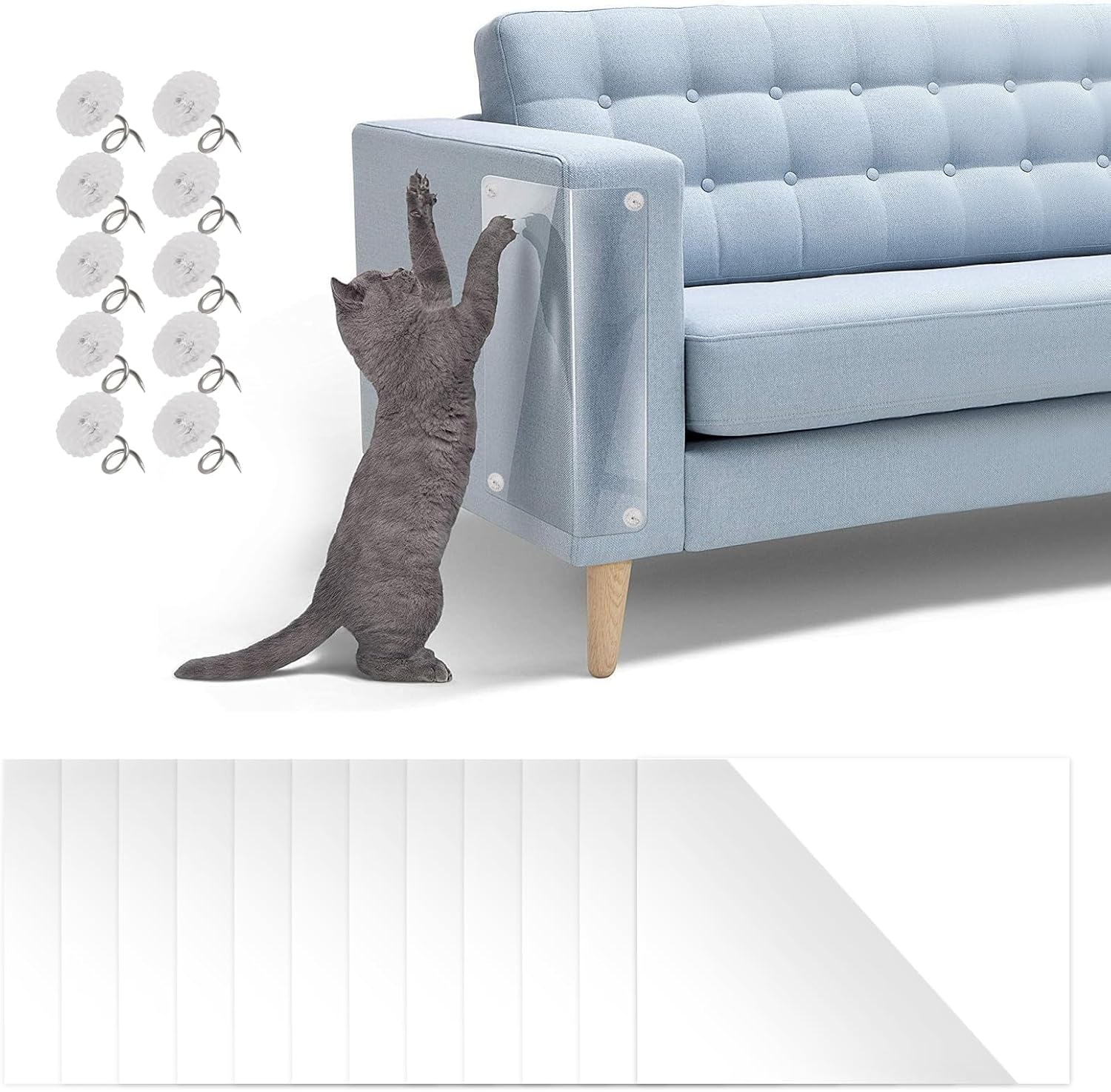 Cat Scratch Protection Film, Scratch Protection Film, Sofa Cat, Pack of 12, Self-Adhesive Scratch Protection Film, Transparent, Stop Cats Scratching, Scratch Protection for Sofa, Wall, Door And image number 5