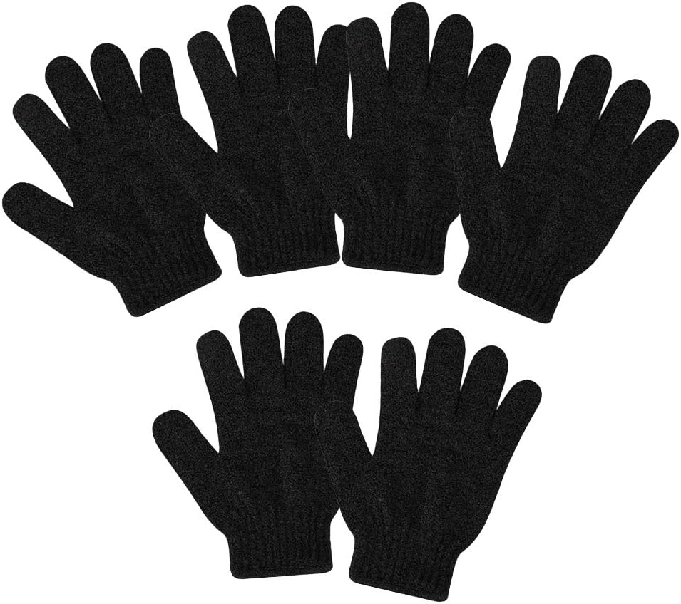 Amagogo 3 Pair Nylon Bath Shower Exfoliating Scrubber Gloves for Women Men - Black image number 5